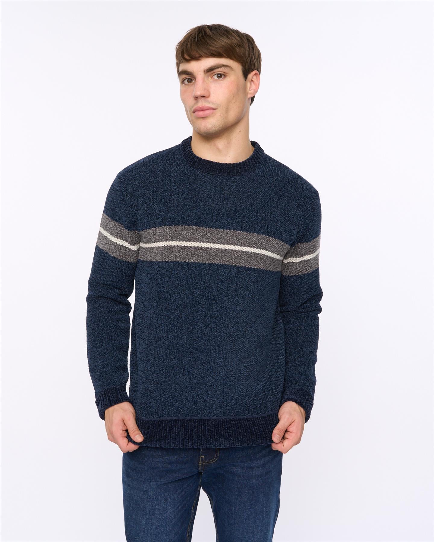 Mens Roundall Chenille Knit Navy