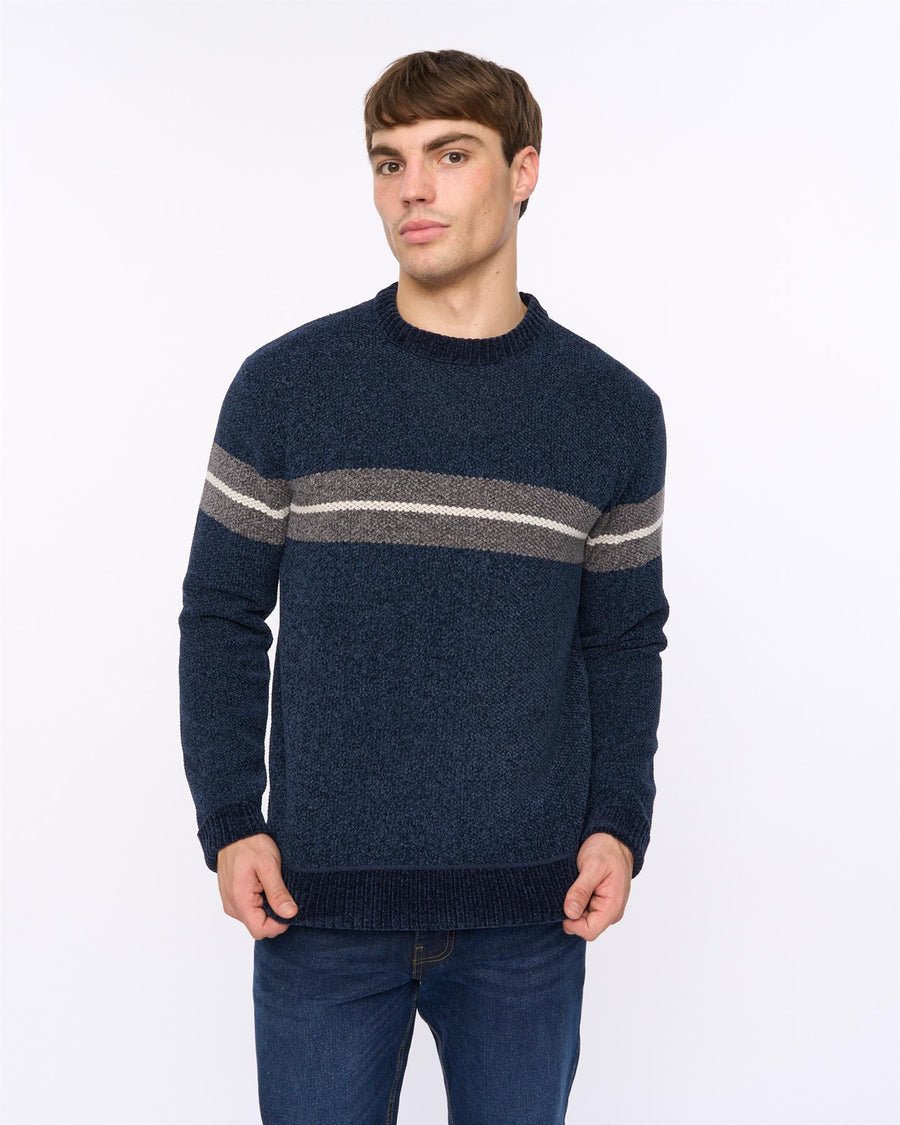 Mens Roundall Chenille Knit Navy