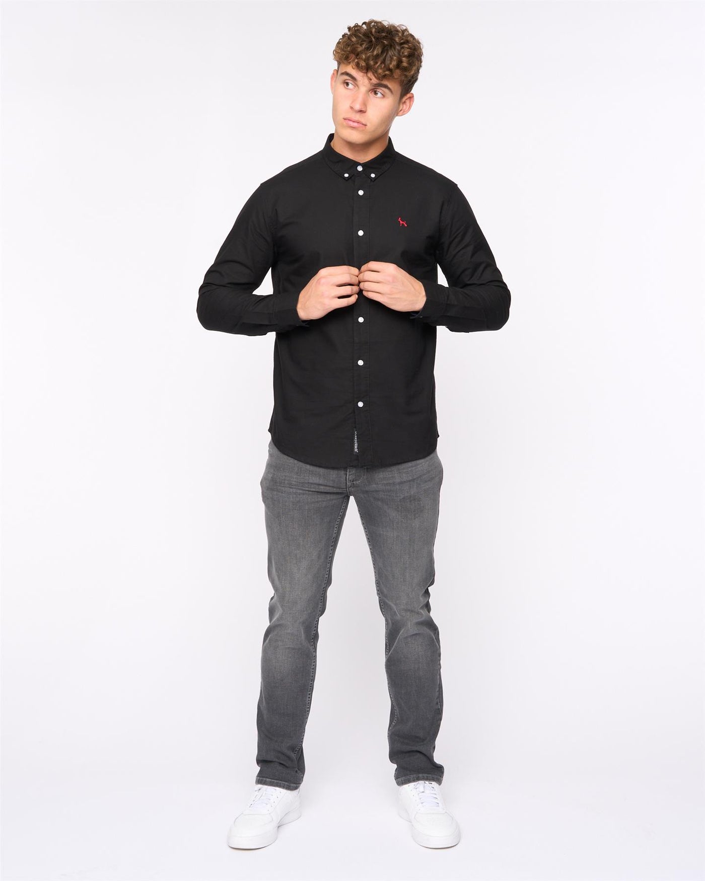Mens Chatmen Slim Fit Oxford Shirt Black