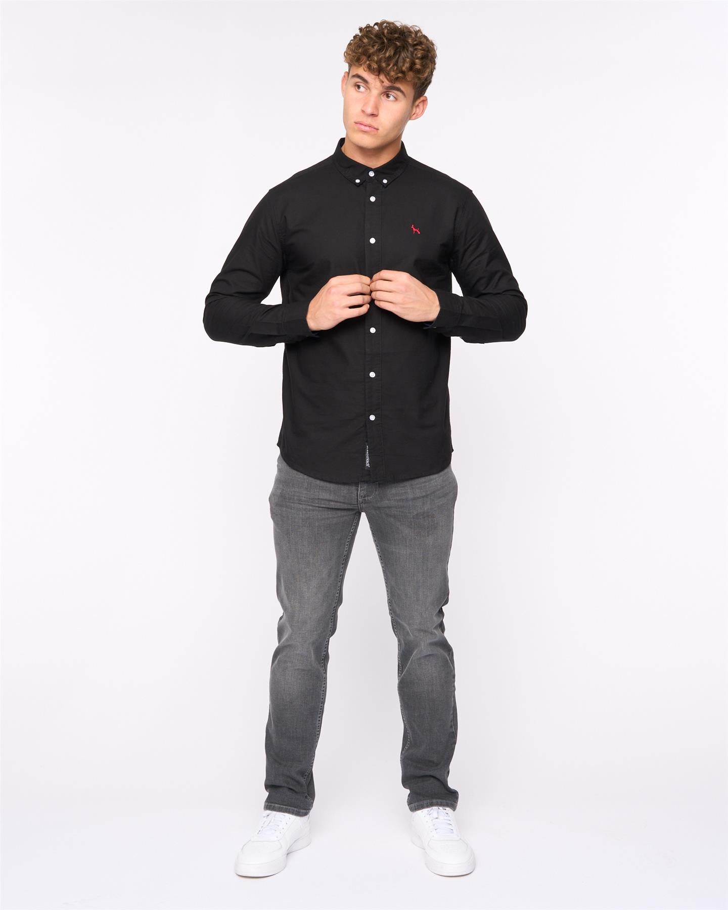 Mens Chatmen Slim Fit Oxford Shirt Black