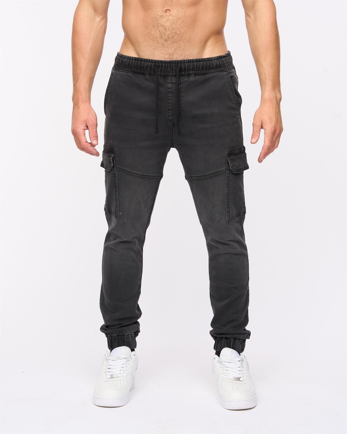 Malimore Cargo Cuff Jeans Black Wash
