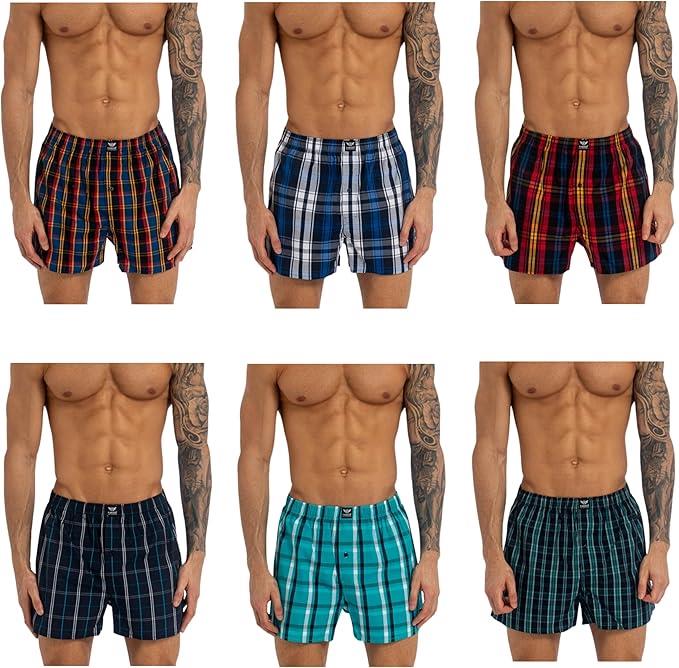 Men's Hexster Woven Boxers 6pk Blues