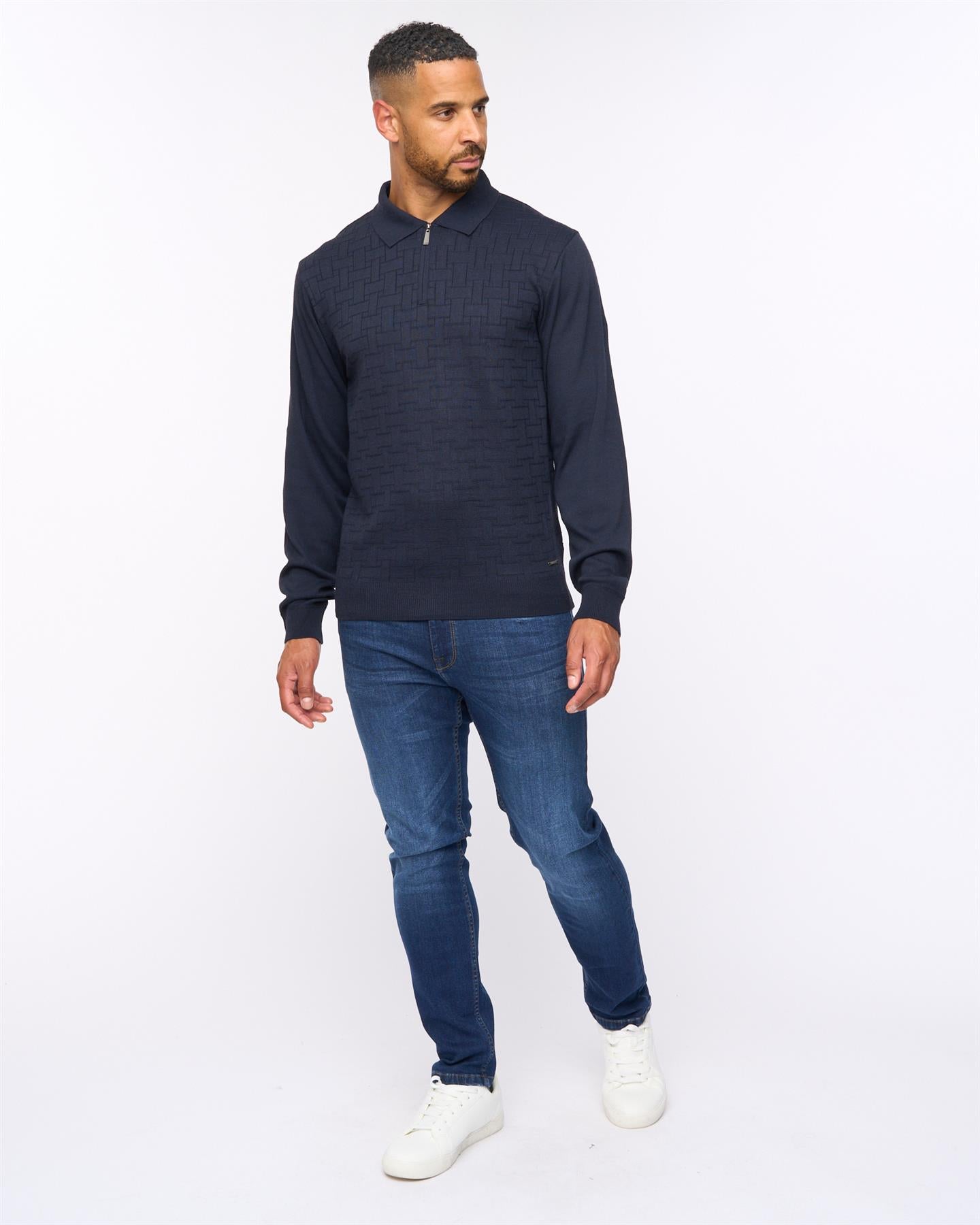 Aldrich 1/2 Zip Knit Polo Navy