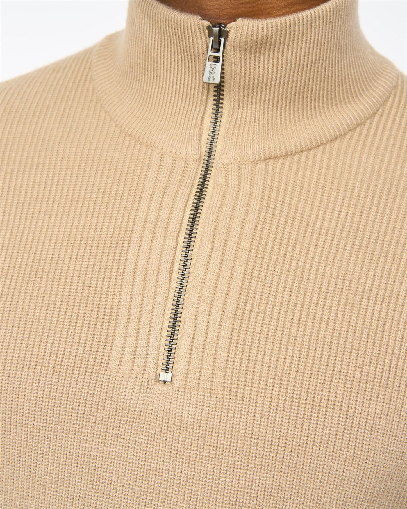 Mens Potenza 1/4 Zip Knit Stone
