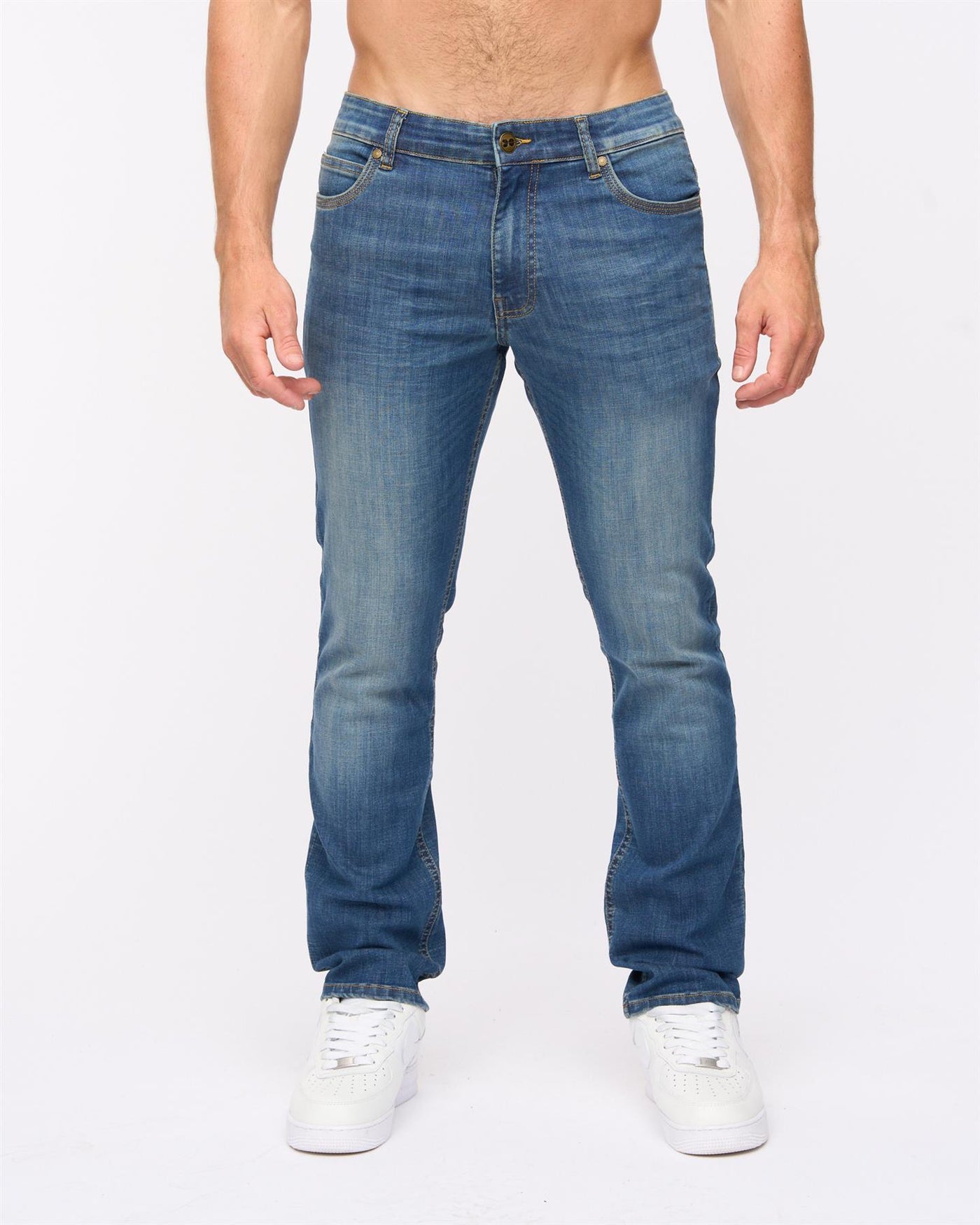Mens Chas Straight Fit Jeans Mid Wash