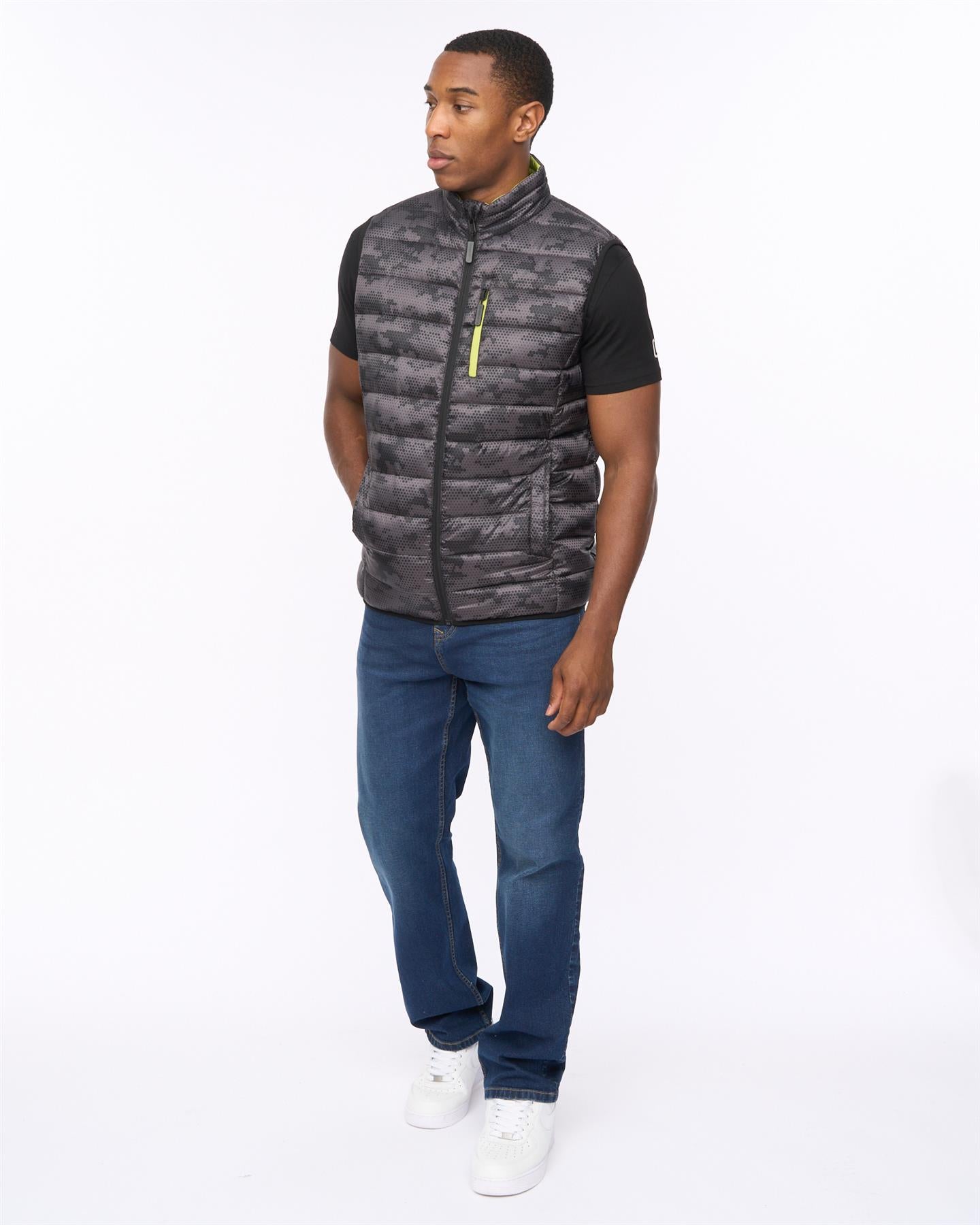 Mens Gattering Gilet Charcoal Camo