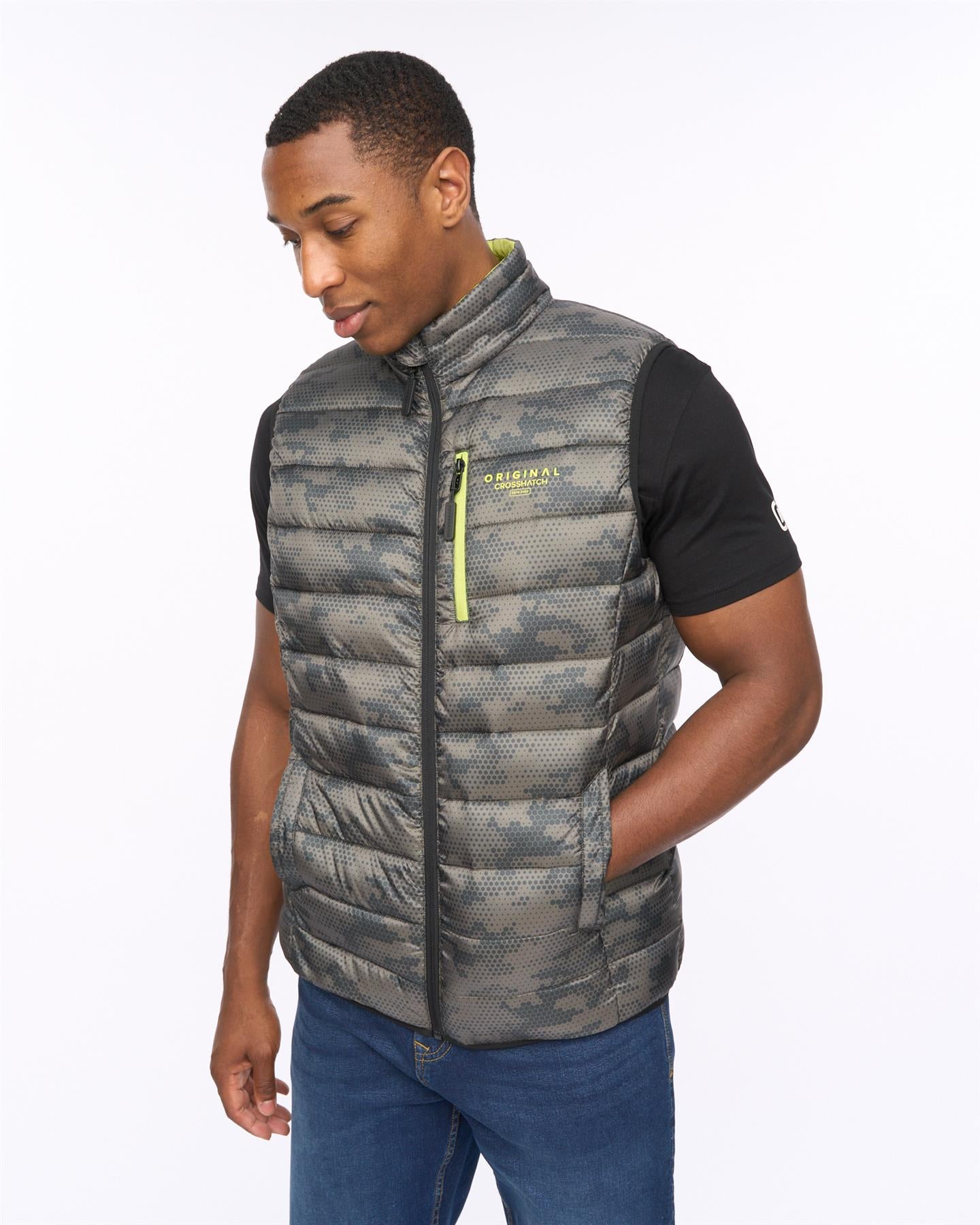 Mens Gattering Gilet Olive Camo