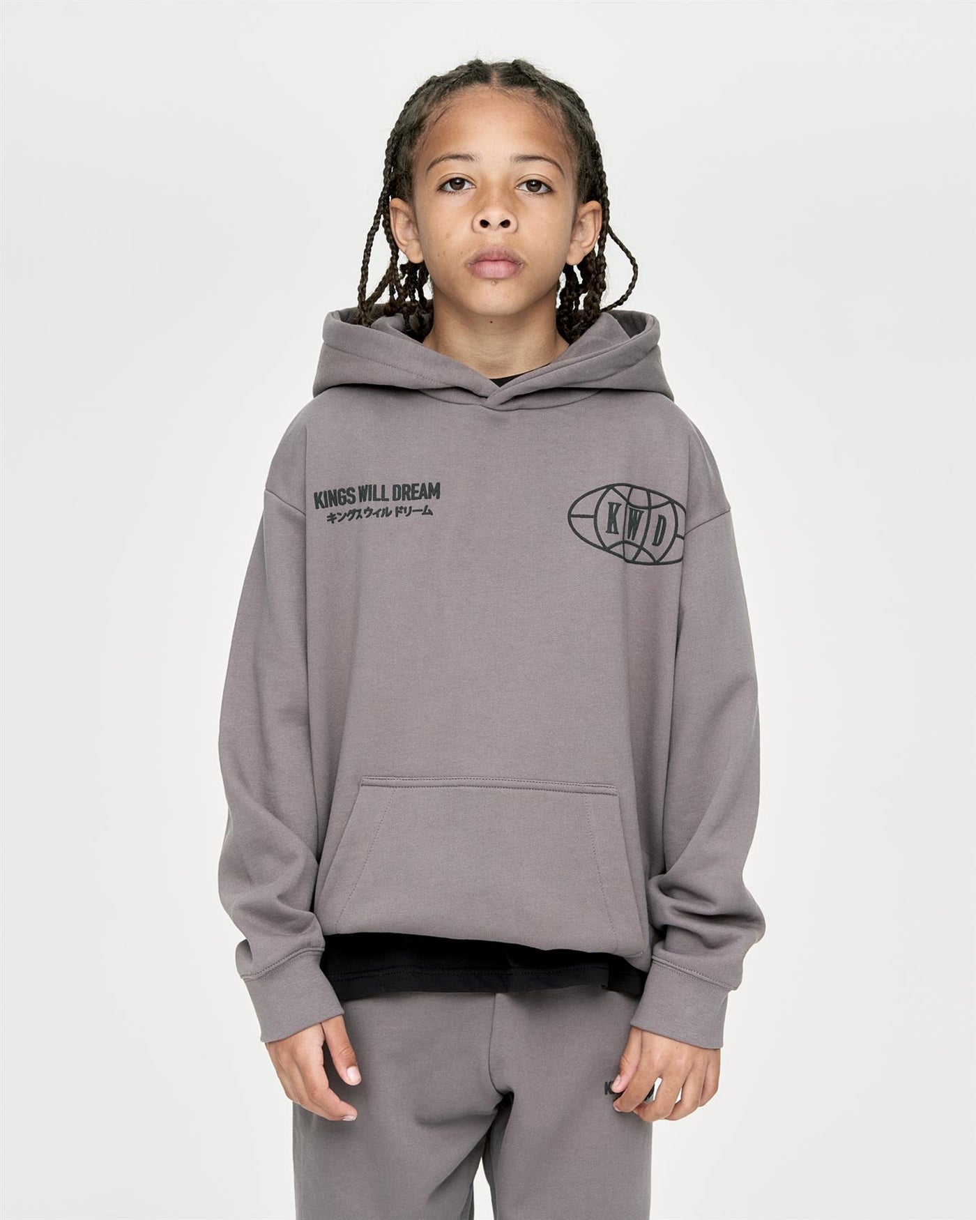 Kids Boys Studio Duo Line Hoodie Grey