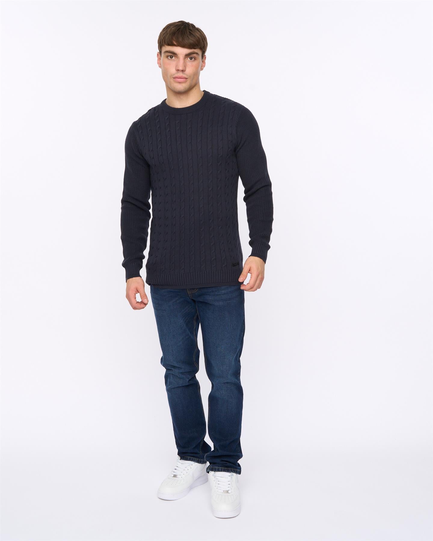 Mens Kabstars Cable Knit Navy