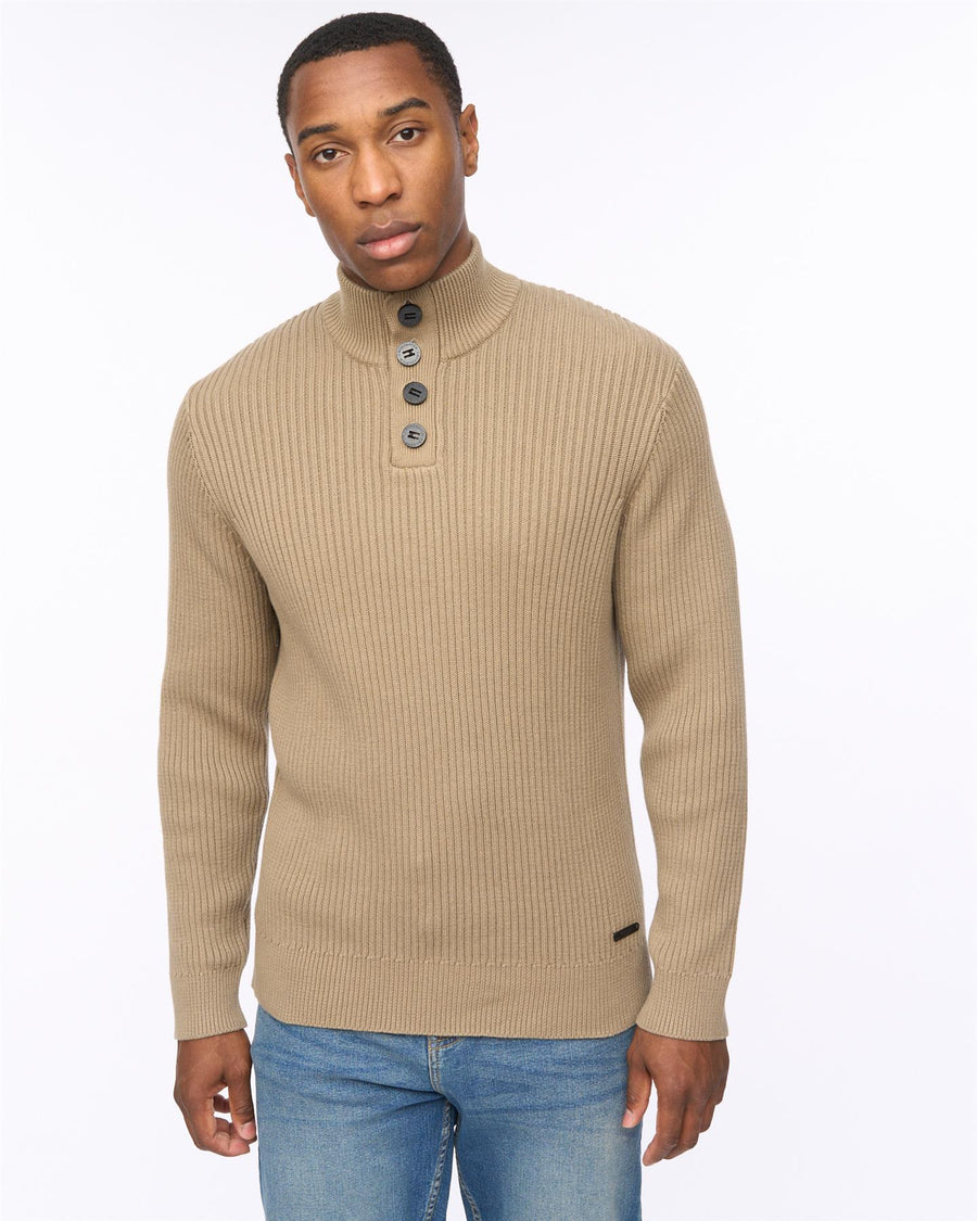 Mens Wellburys Chunky Knit Taupe