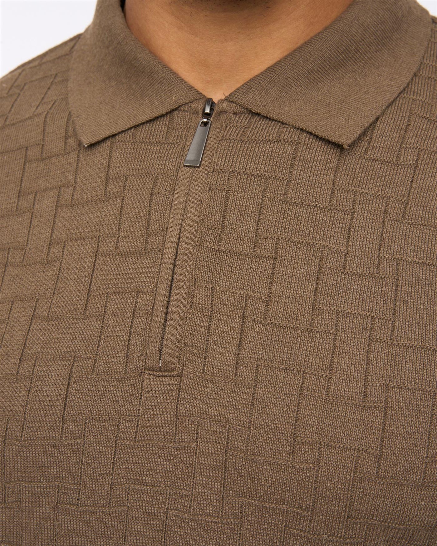 Aldrich 1/2 Zip Knit Polo Dark Taupe