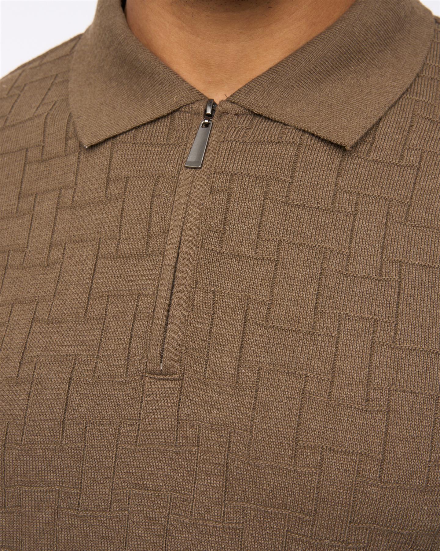 Aldrich 1/2 Zip Knit Polo Dark Taupe