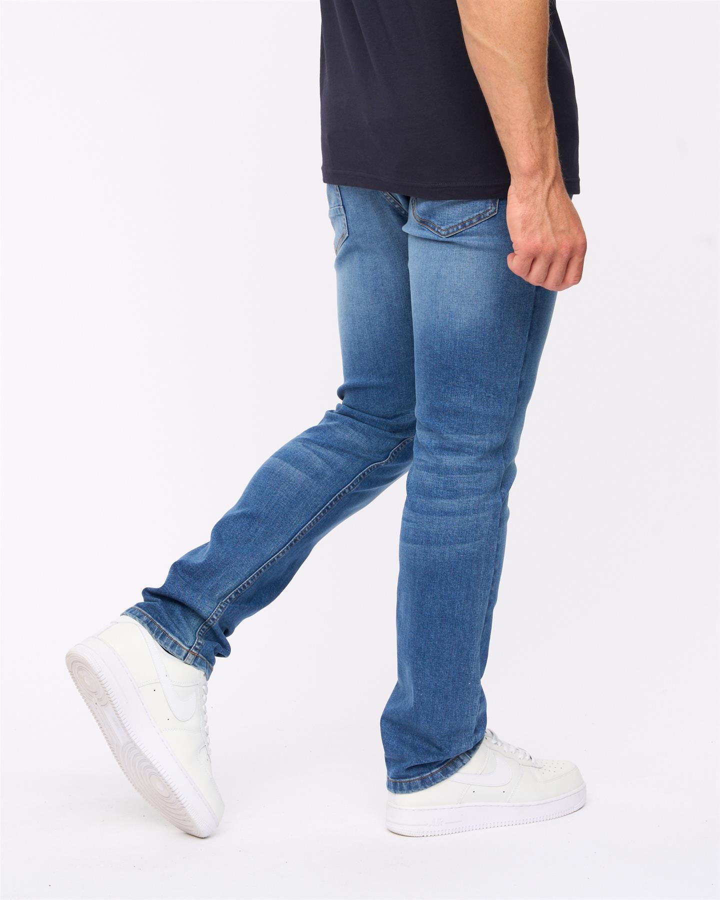 Crosshatch Mens Malcolm Slim Fit Jeans Stone Wash