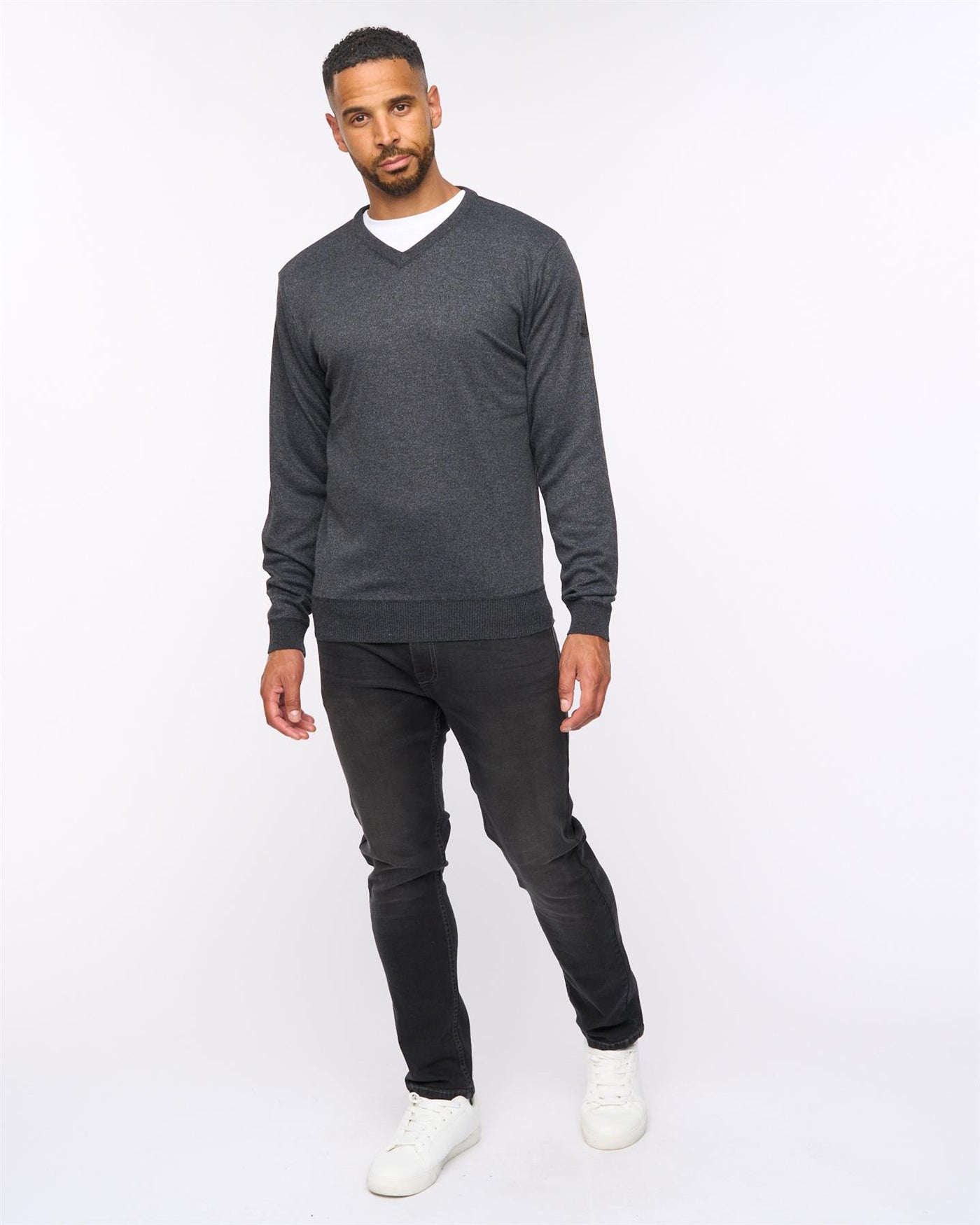Tinworth V-Neck Jumper Black Marl
