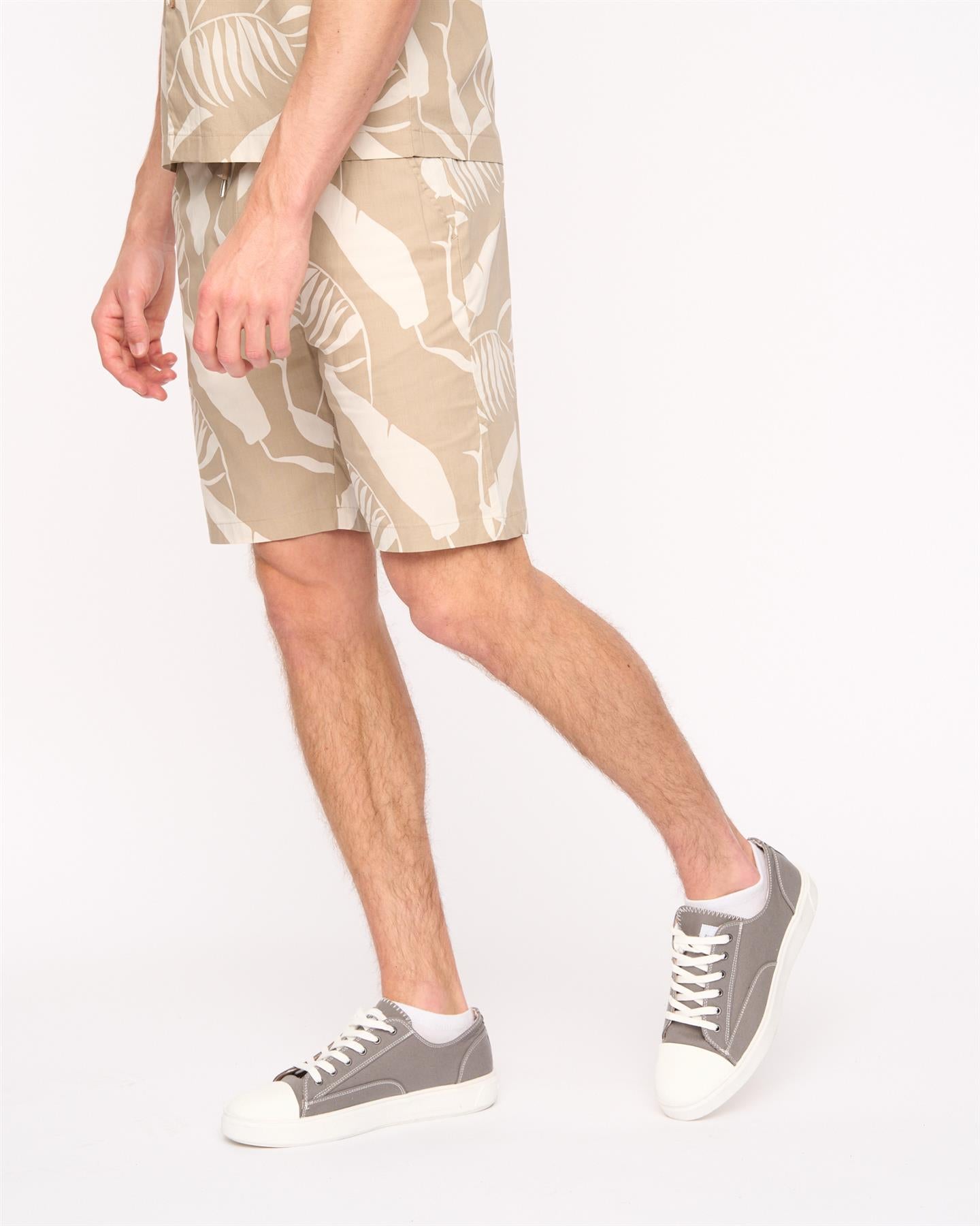 Mens Hopkinton Shirt & Shorts Set Light Stone