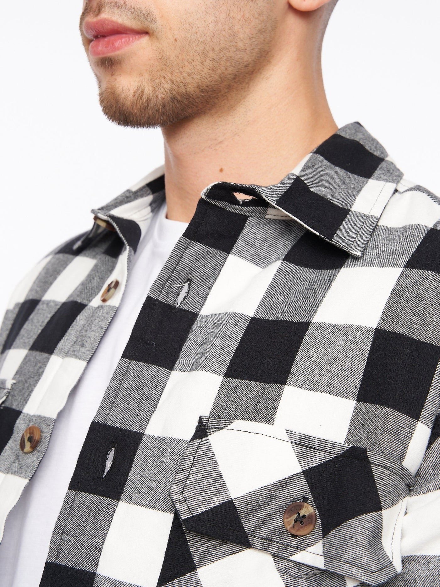 Demaro Check Lined Overshirt Black