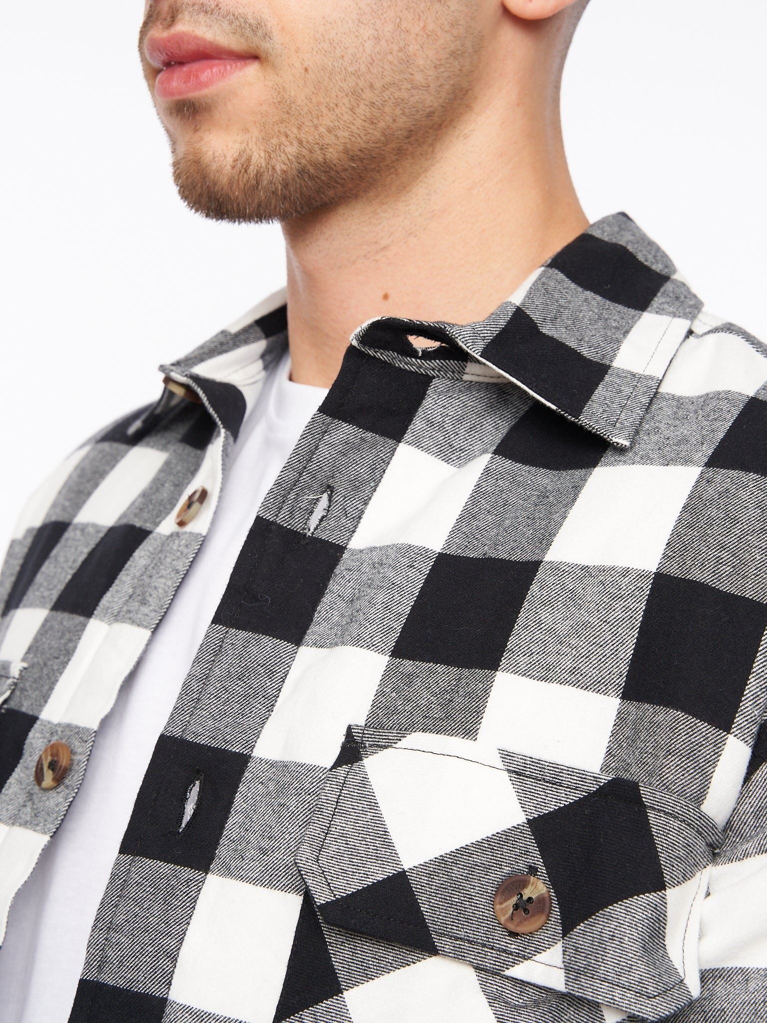 Demaro Check Lined Overshirt Black