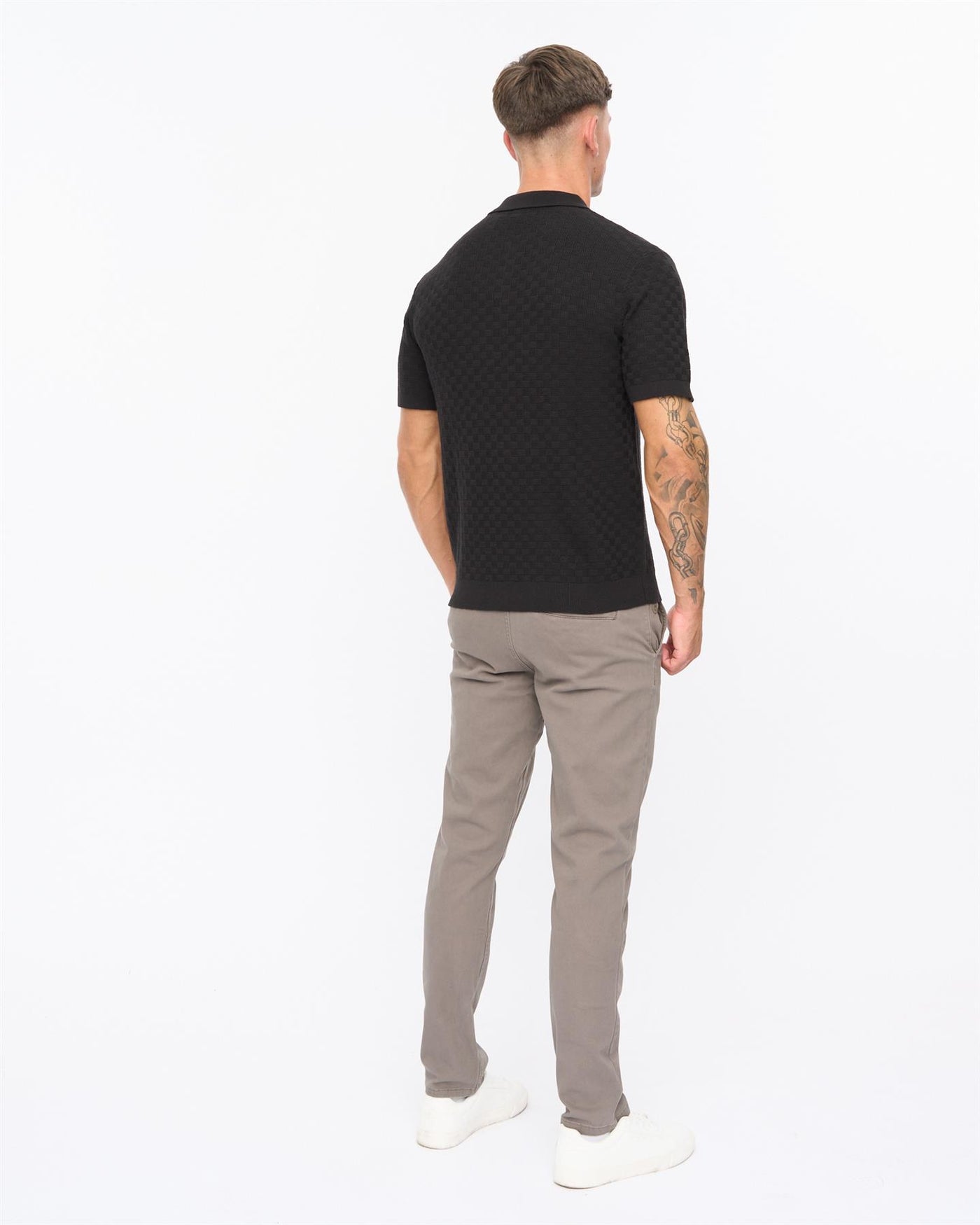 Mens Danvers Zip Knit Polo Black