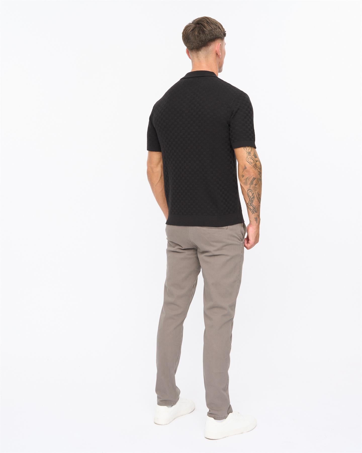 Mens Danvers Zip Knit Polo Black