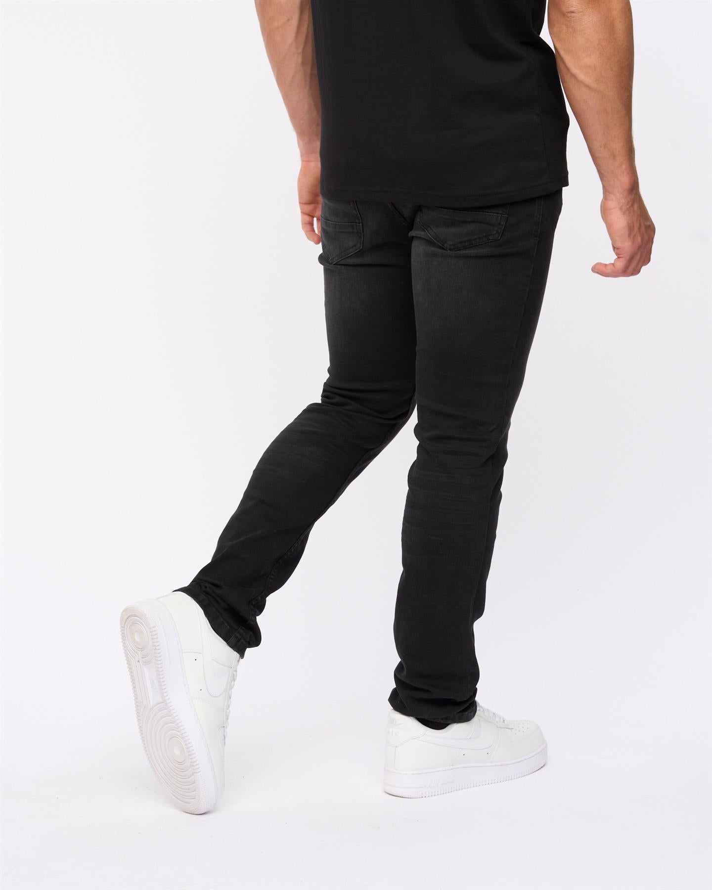 Crosshatch Mens Malcolm Slim Fit Jeans Black Wash