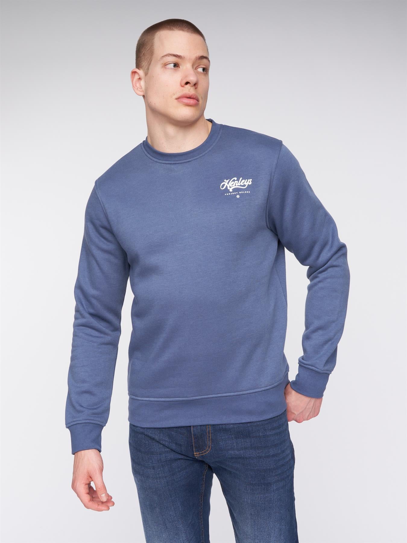Mens Scripthen Crew Sweat Deep Blue