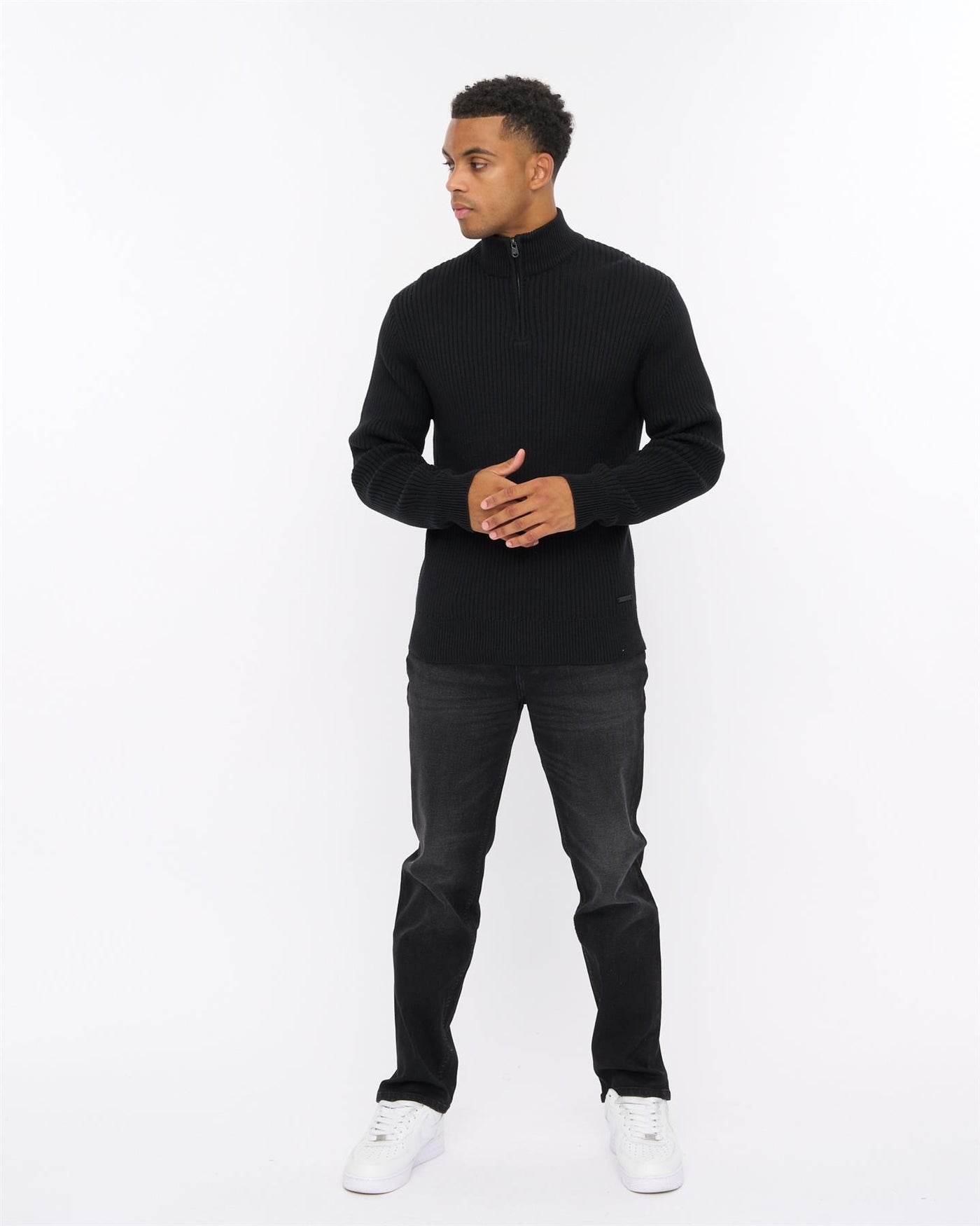 Mens Havaline 1/4 Zip Knit Black