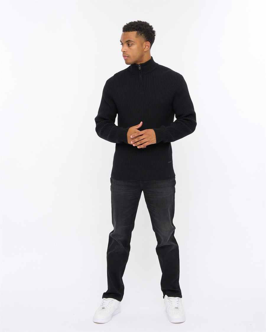 Mens Havaline 1/4 Zip Knit Black