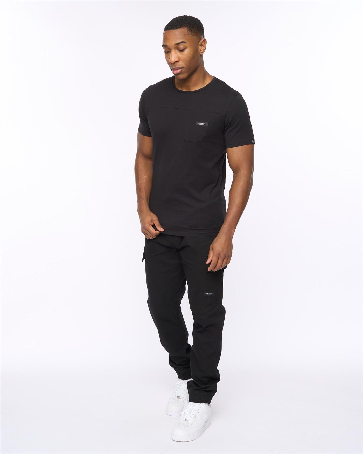Mens Utilate Elastic Waist Cargos Black