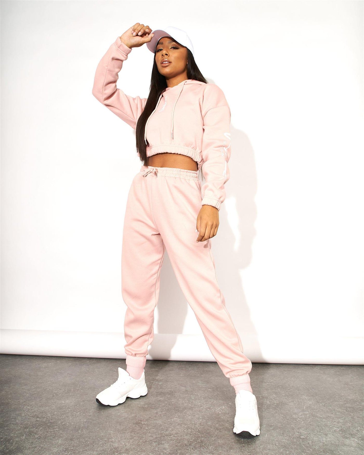 Womens Crop Hoodie Dusty Pink