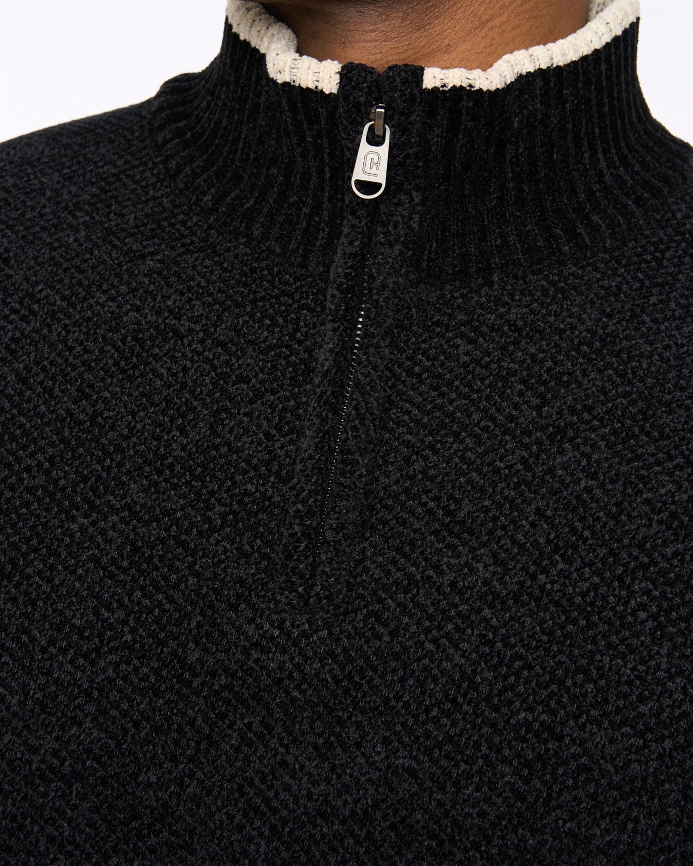 Mens Coldwell Chenille 1/4 Zip Knit Black