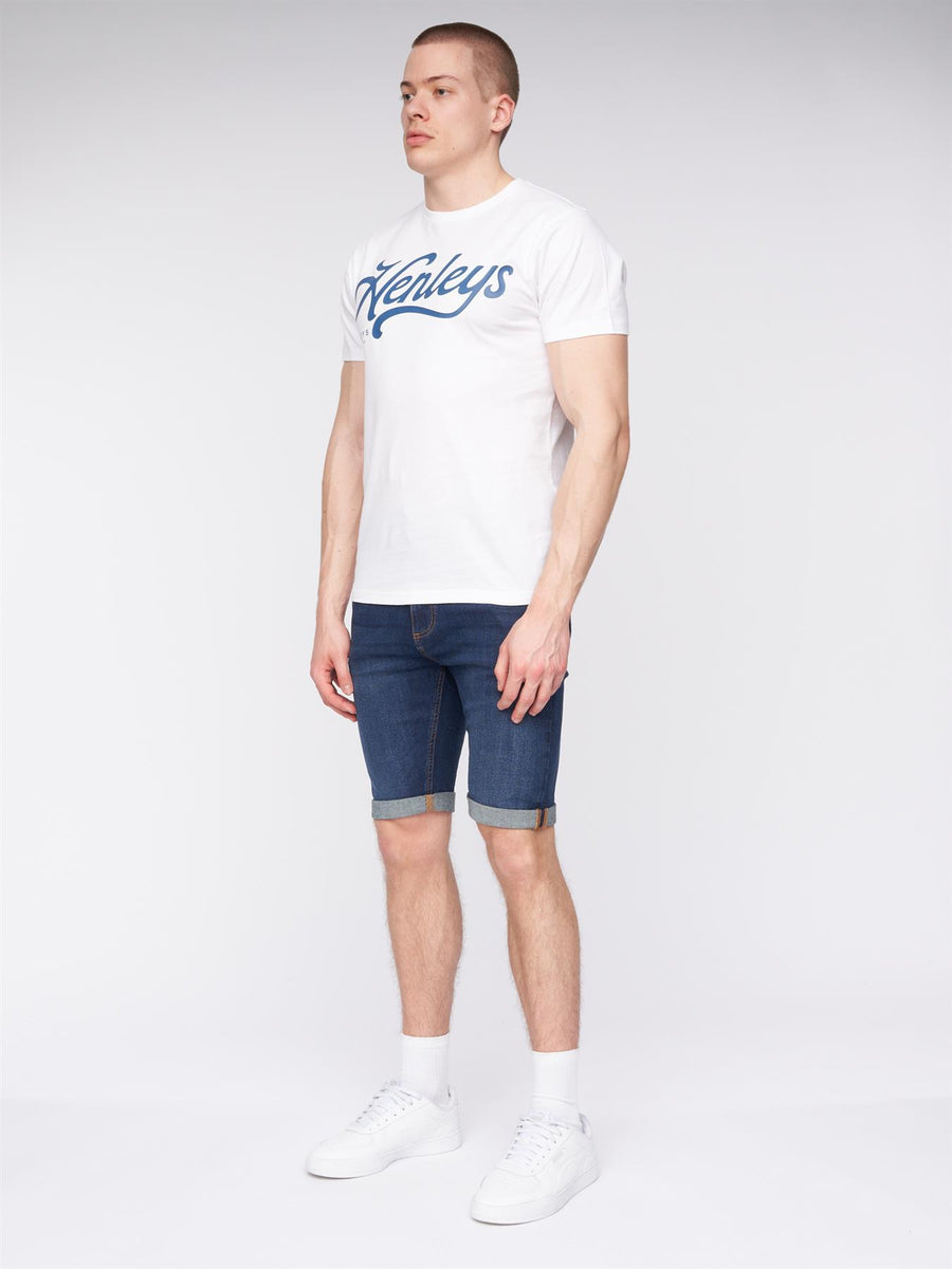 Mens Flex Denim Shorts Dark Wash
