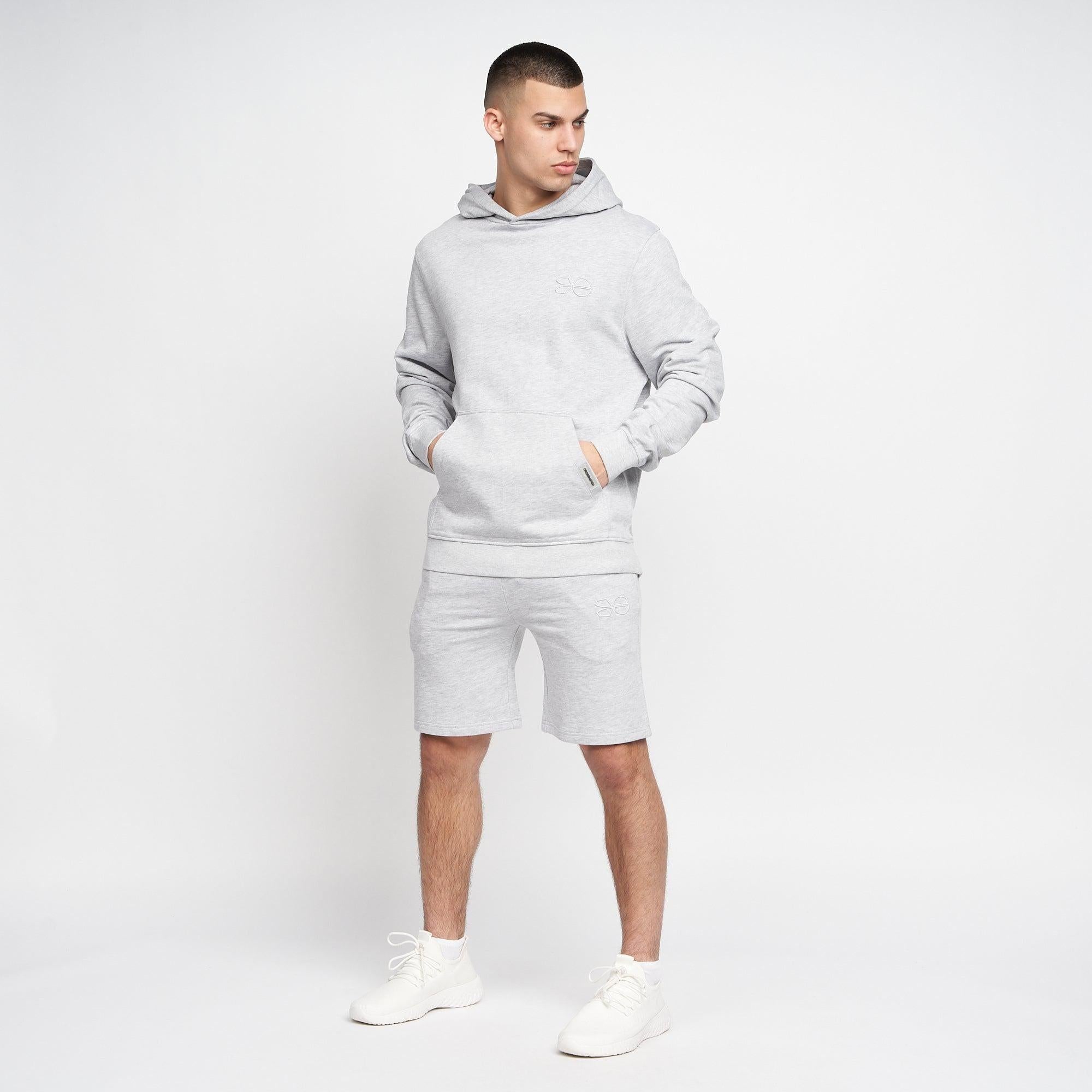 Crosshatch Mens Emmson Hoodie Grey Marl