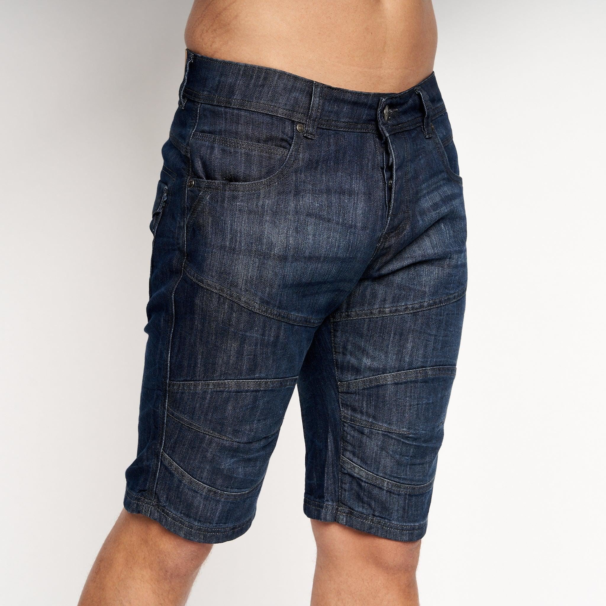 Crosshatch Mens Winston MVE Denim Shorts Dark Wash