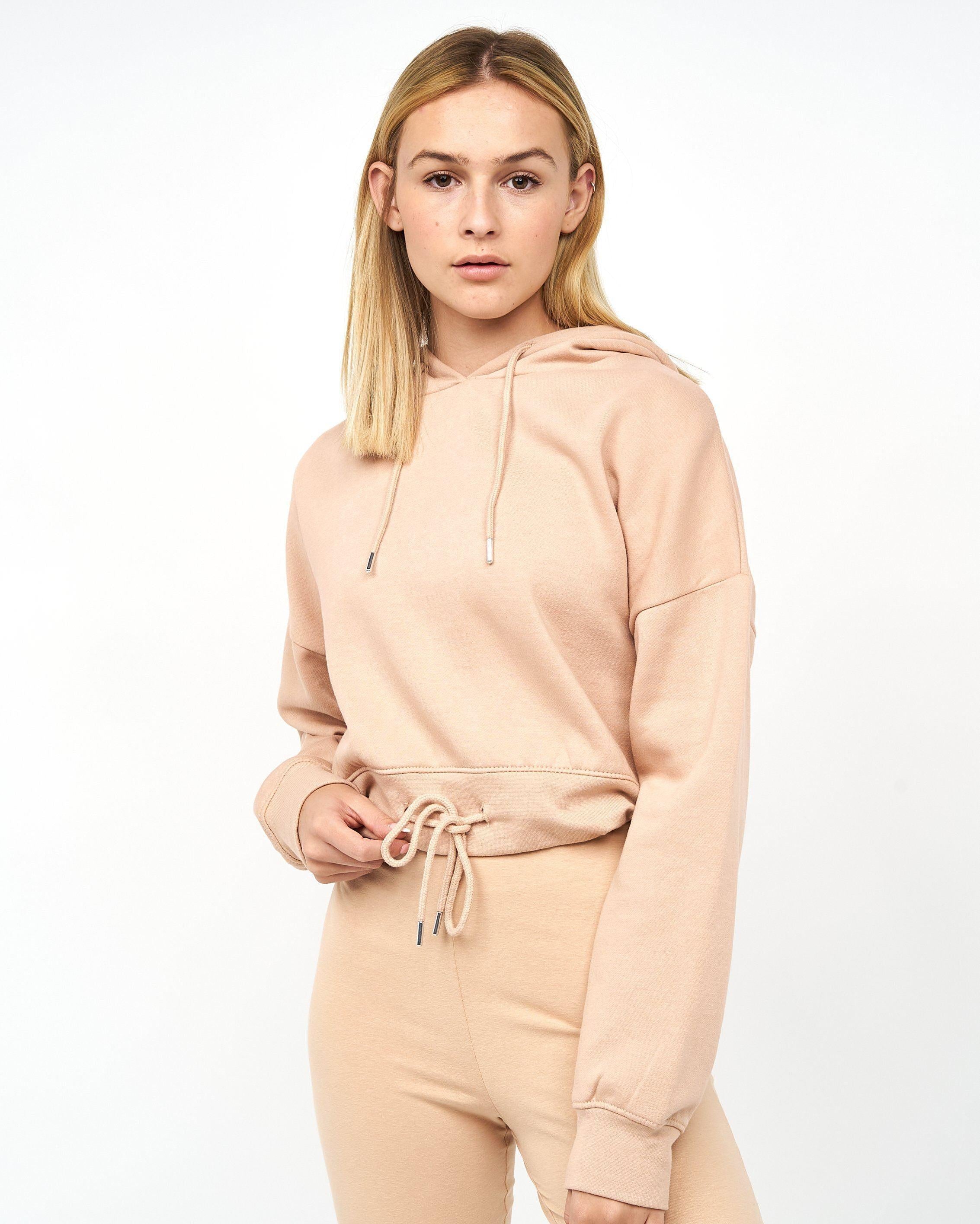Womens Danica Crop Hoodie New Stone