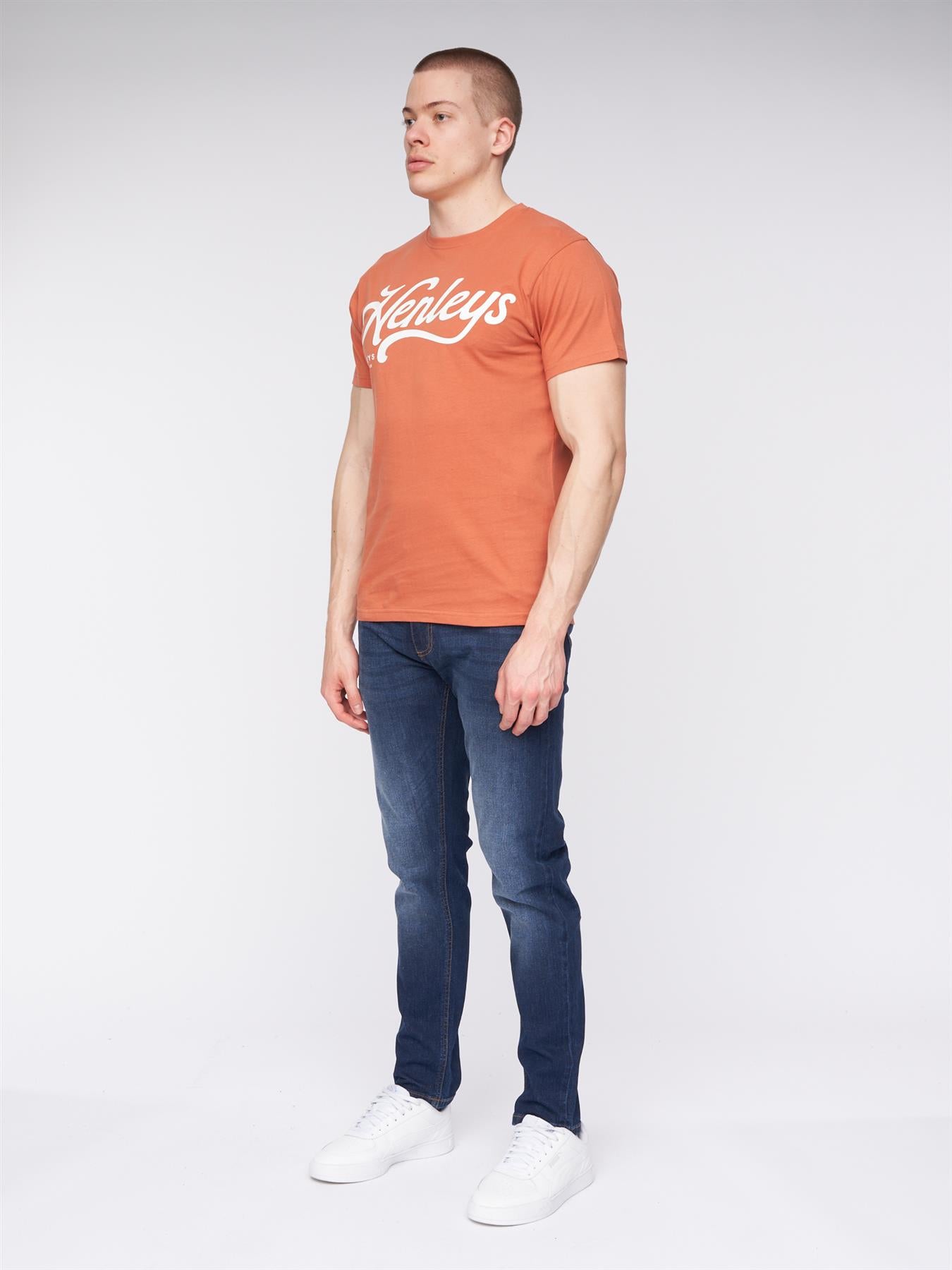 Mens Scripthen T-Shirt Brick Red
