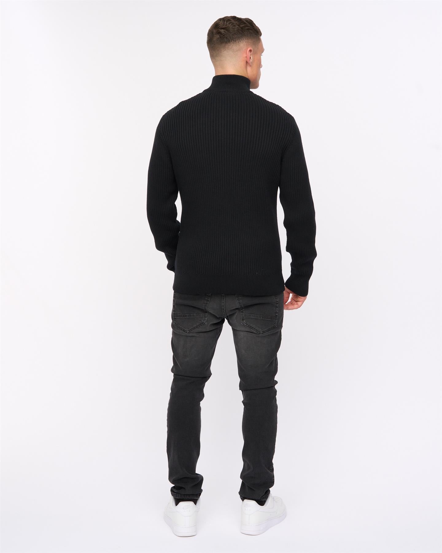 Mens Havaline 1/4 Zip Knit Black