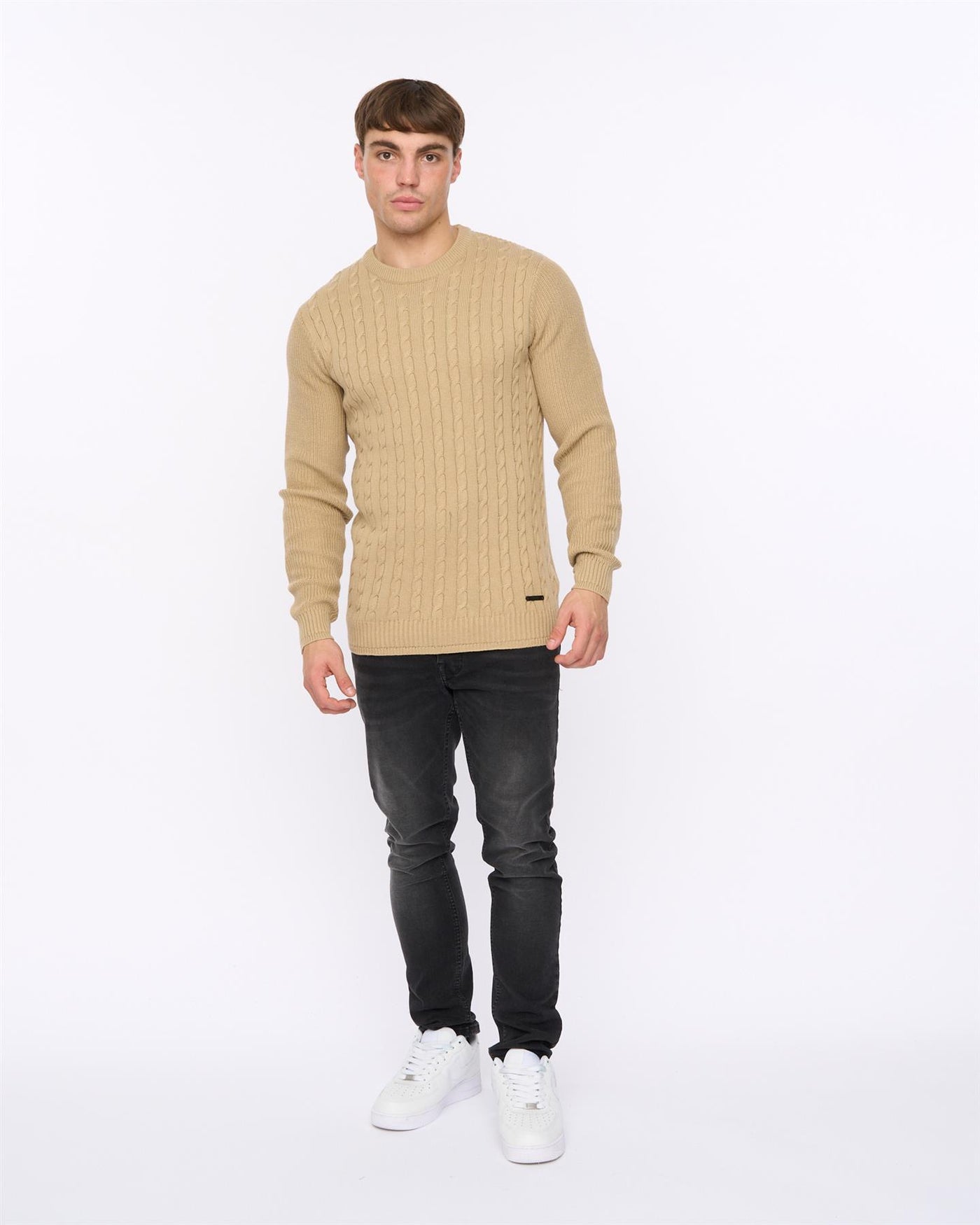 Mens Kabstars Cable Knit Stone