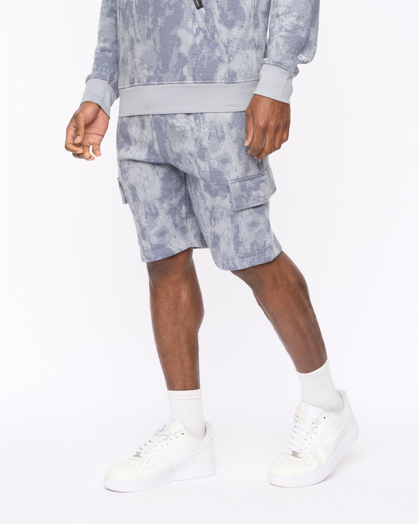 Mens Bardon Camo Cargo Shorts Steel Blue