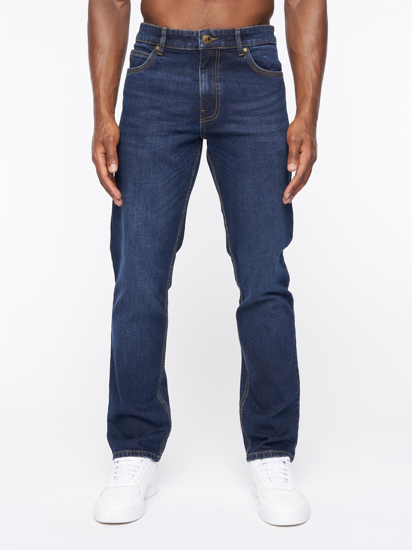 Mens Chas Straight Fit Jeans Dark Wash
