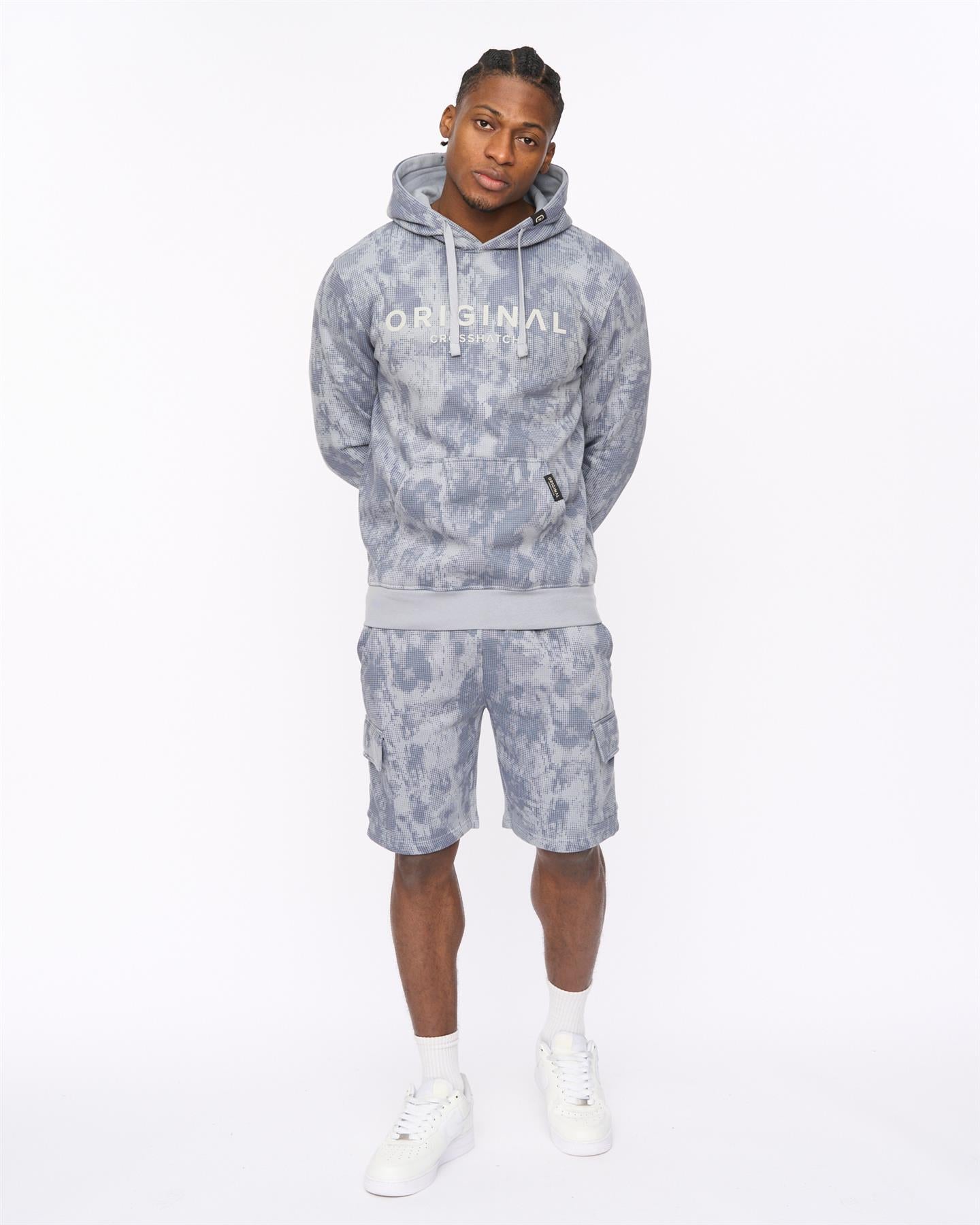 Mens Bardon Camo Hoodie Steel Blue