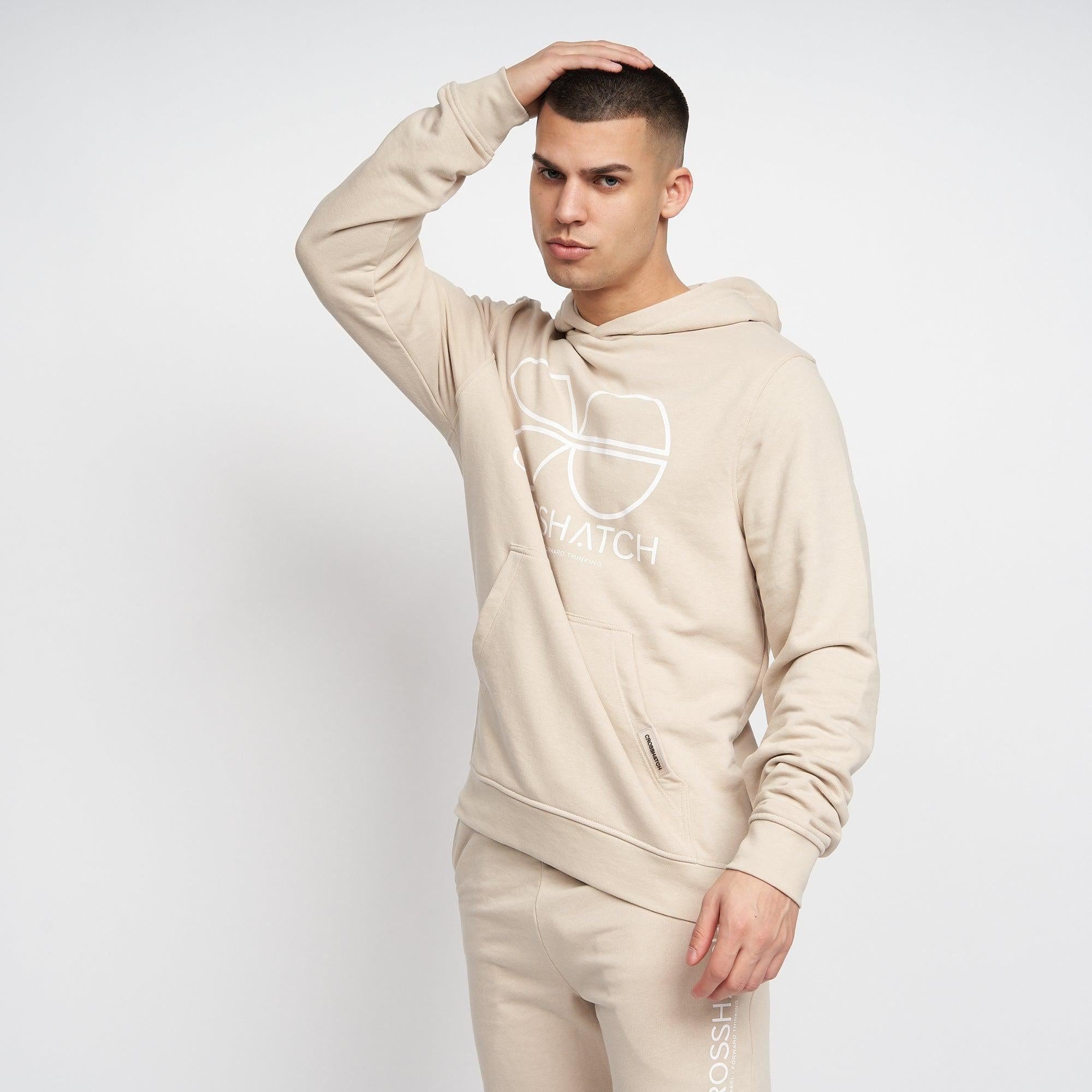 Crosshatch Mens Zieman Hoodie Stone