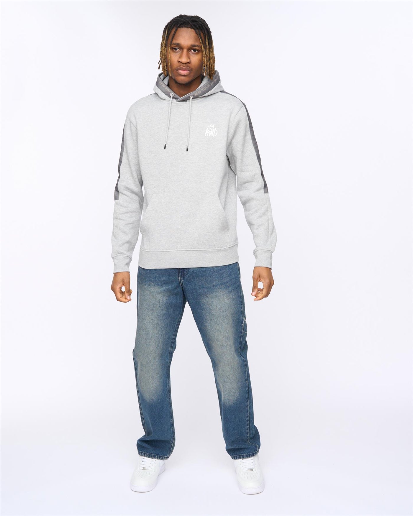 Mens Tapelny Hoodie Grey Marl