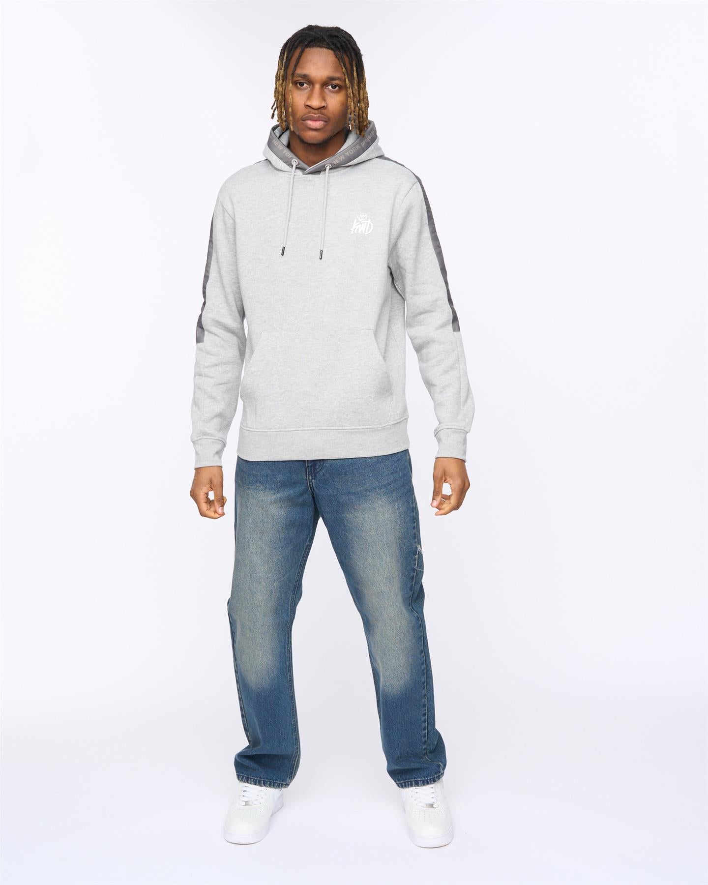 Mens Tapelny Hoodie Grey Marl