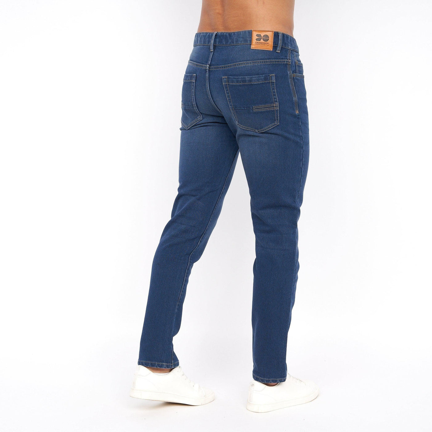 Crosshatch Mens Lampoons Slim Fit Jeans Stone Wash
