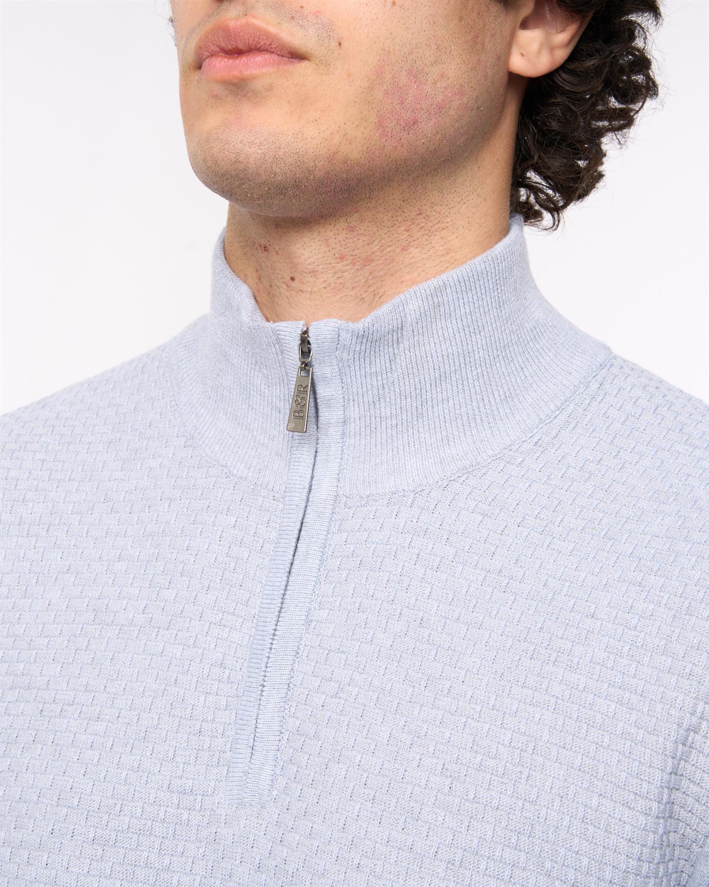 Mens Seymour Funnel Neck Knit Light Grey Marl
