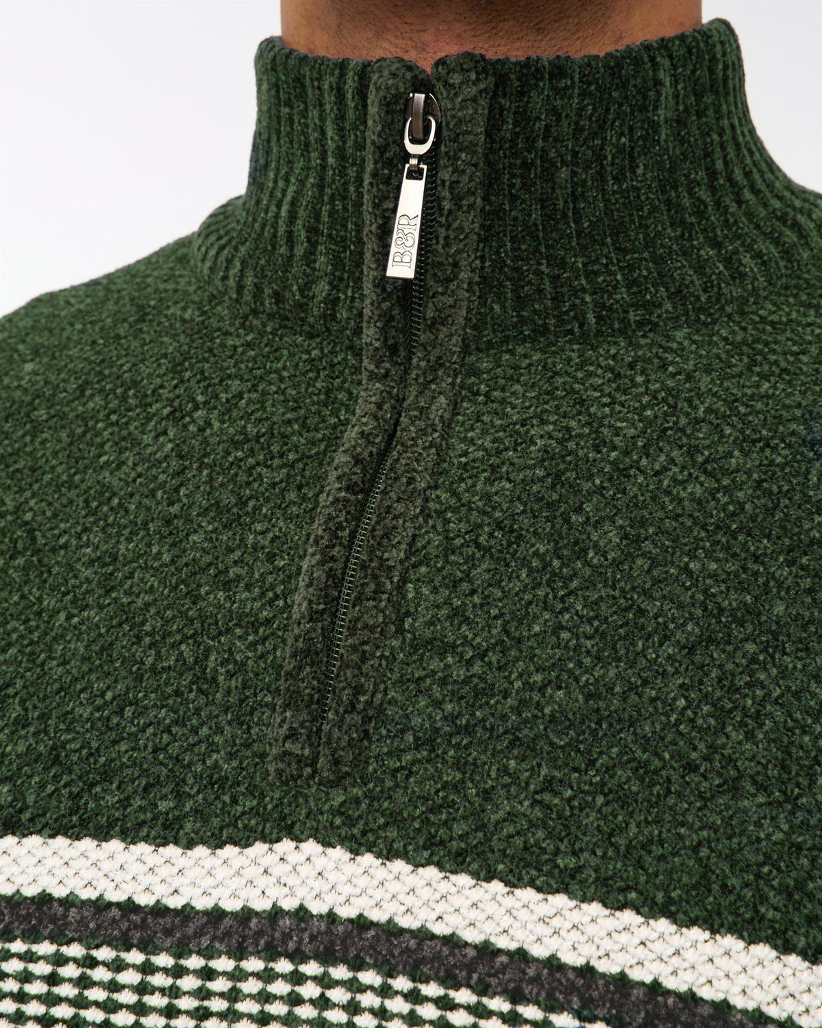 Feldstan 1/4 Zip Jumper Off White/Dark Olive