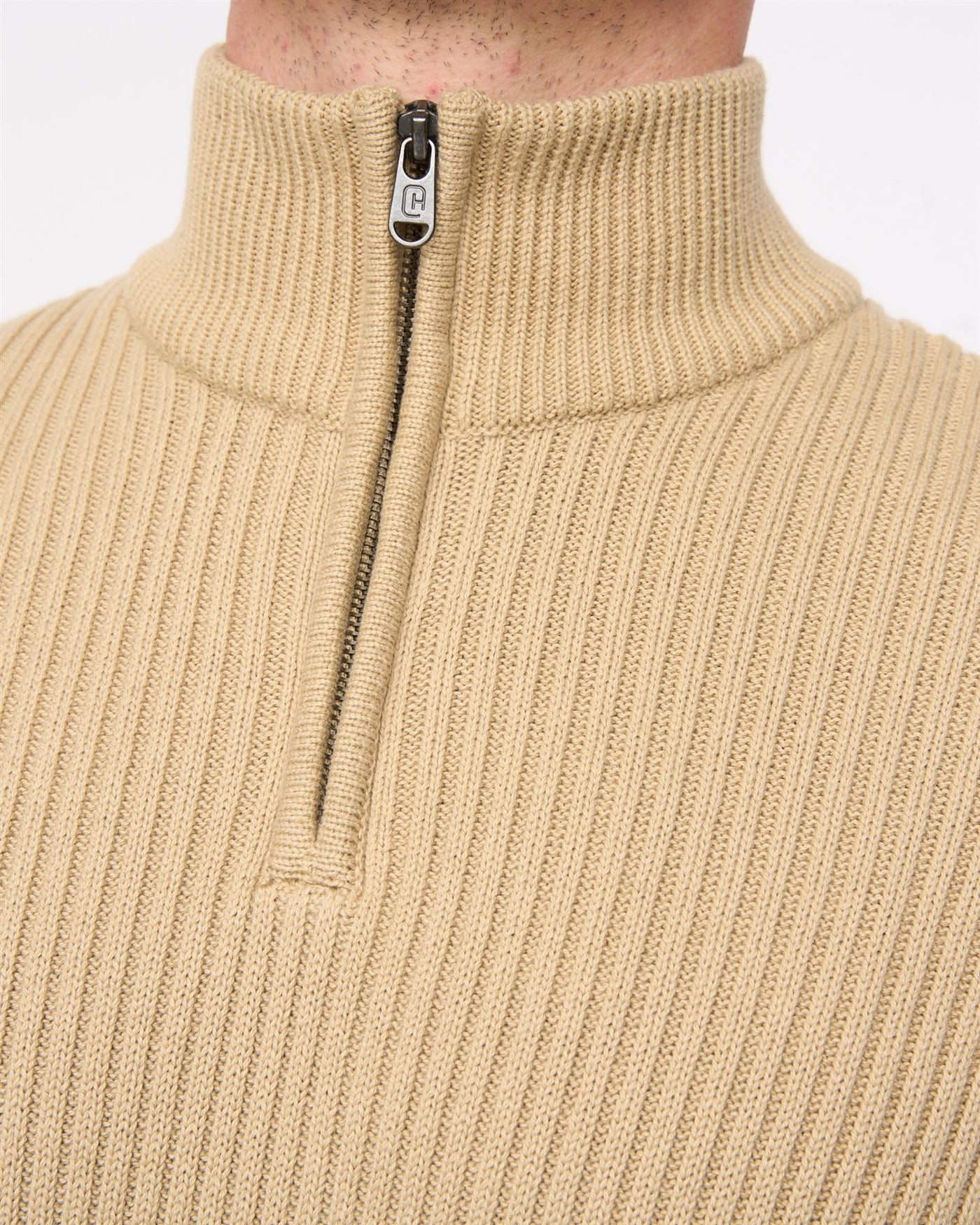 Mens Havaline 1/4 Zip Knit Stone