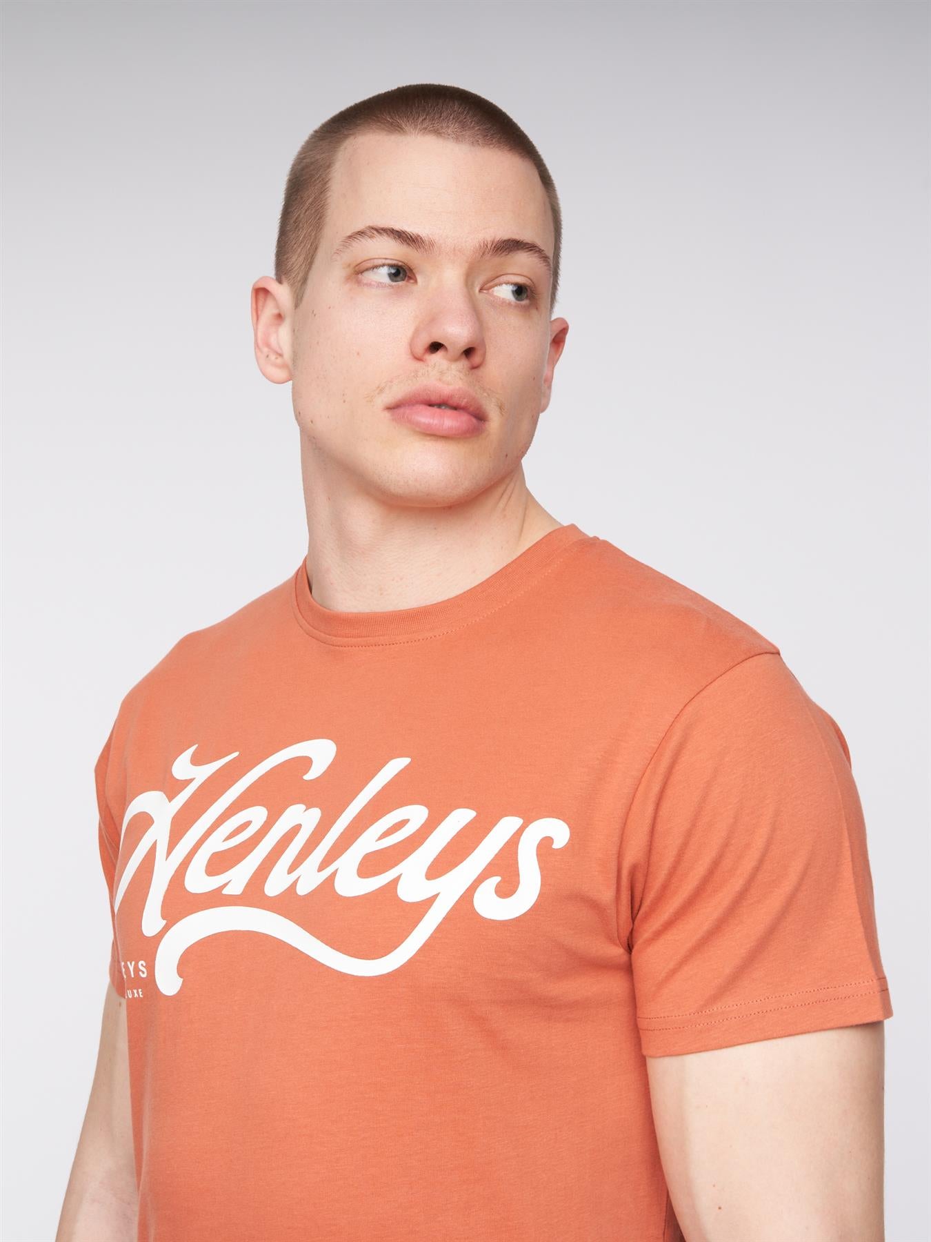 Mens Scripthen T-Shirt Brick Red