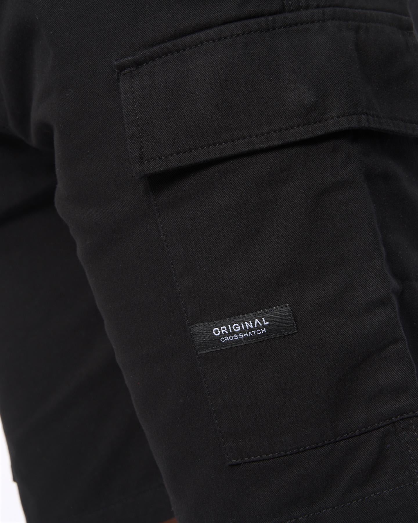 Mens Utilate Elastic Waist Cargo Shorts Black