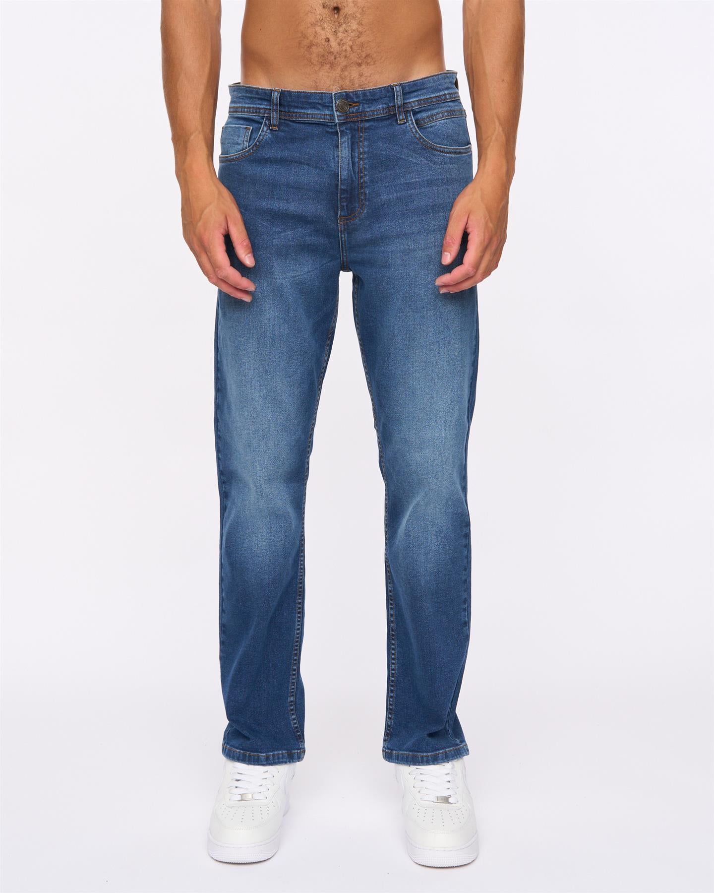 Mens Hydras Straight Leg Jeans Mid Wash
